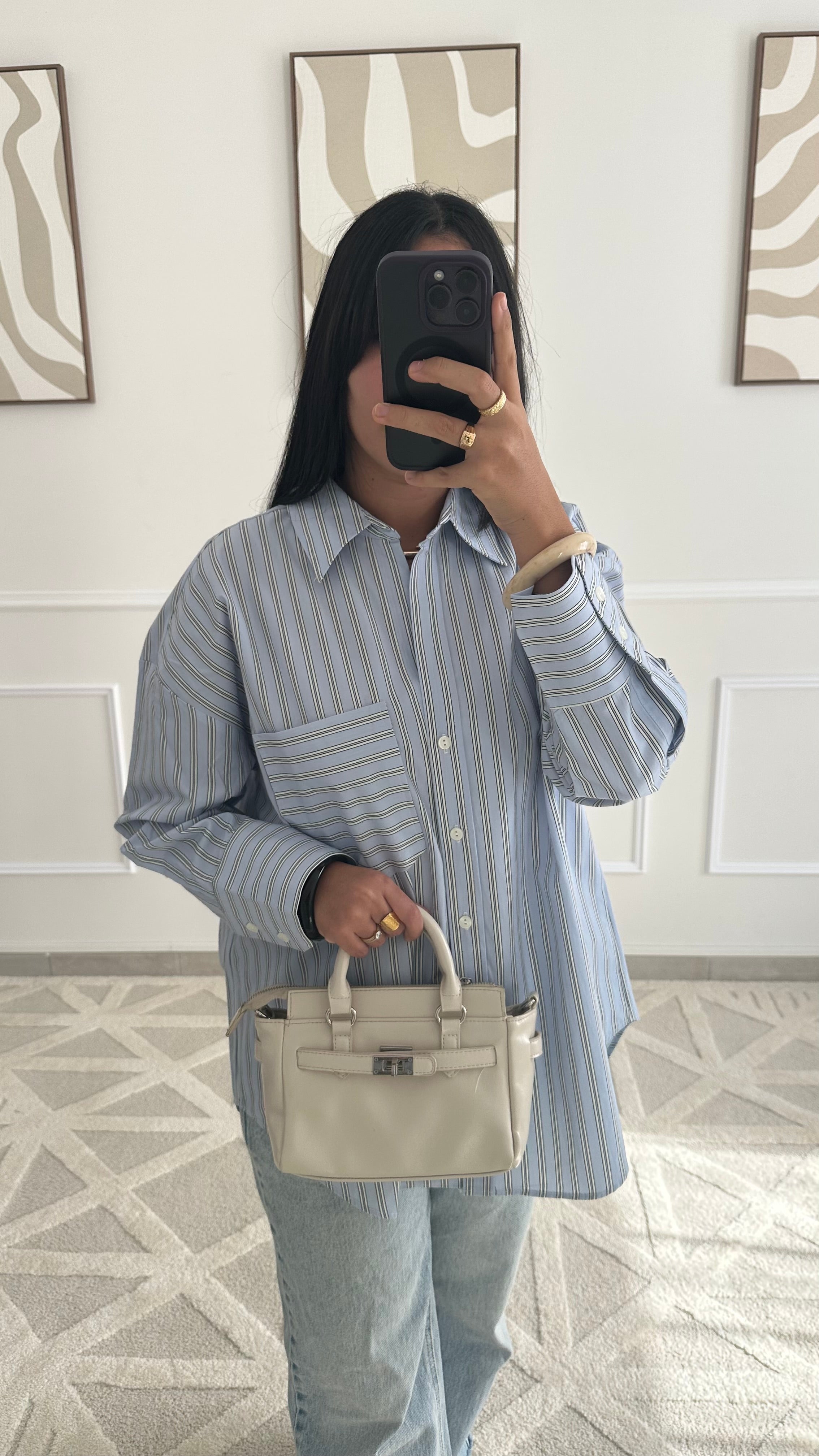 Chemise oversize en popeline rayée