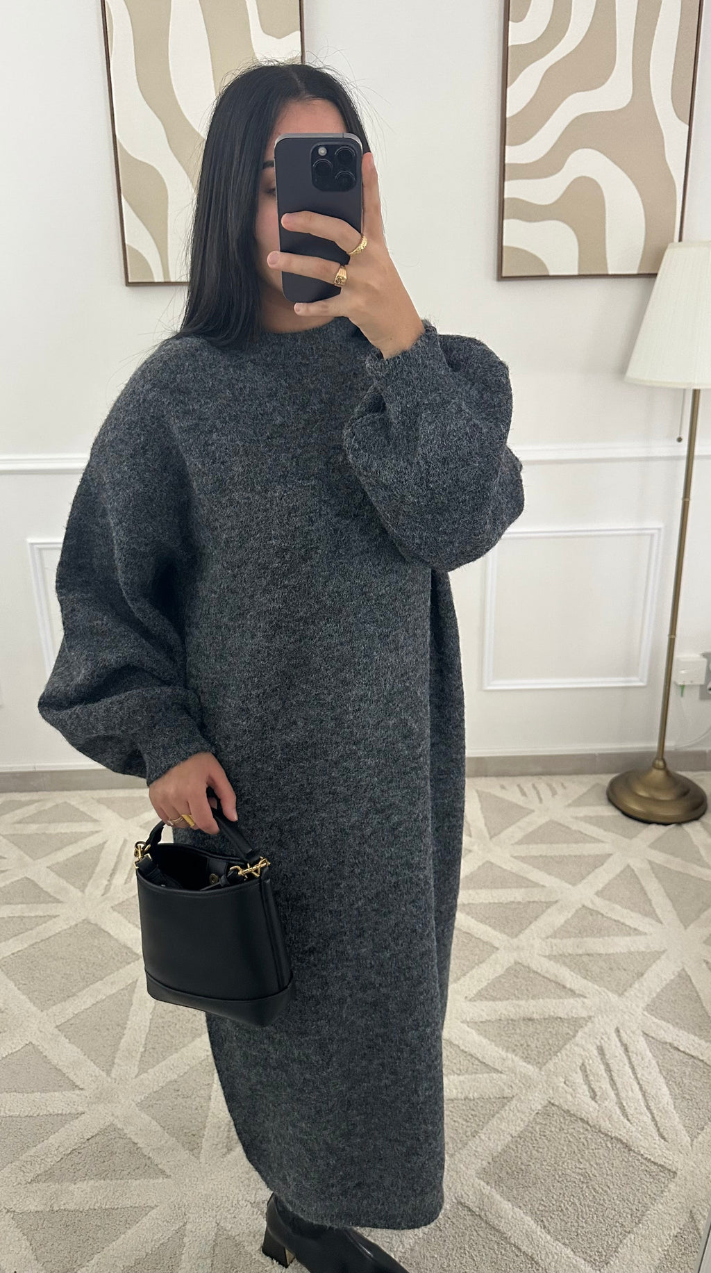 Robe pull col rond I Gris foncé