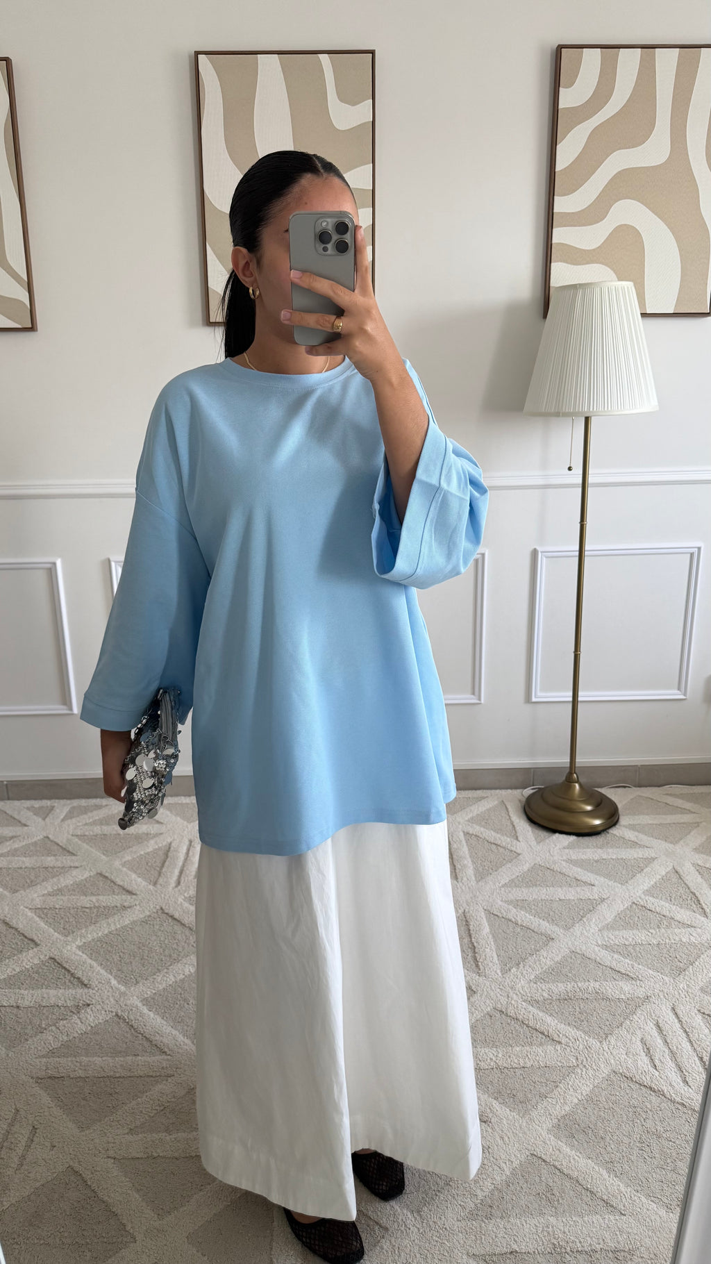 T-shirt en coton bleu ciel