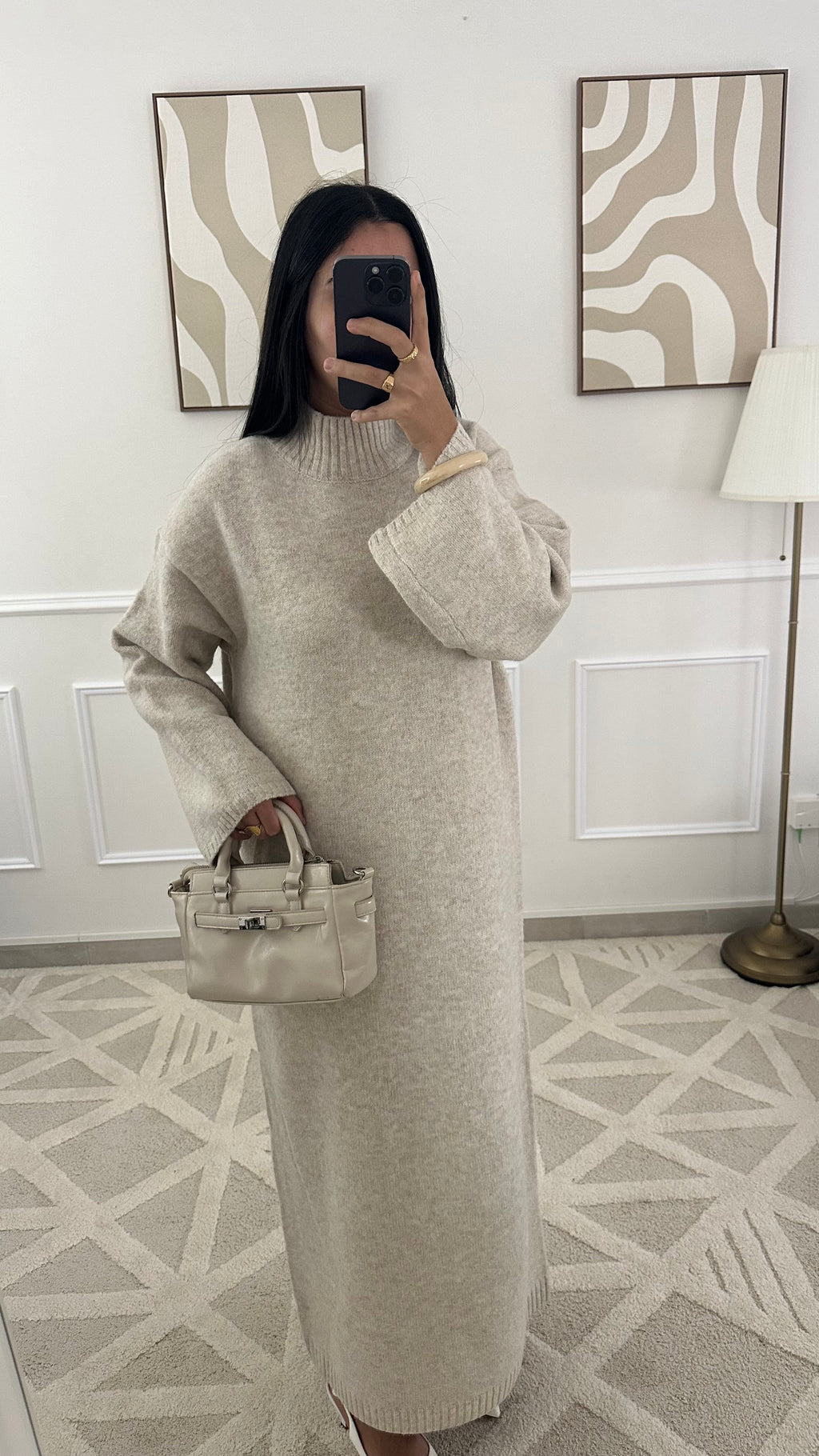 Robe pull col montant l Beige clair