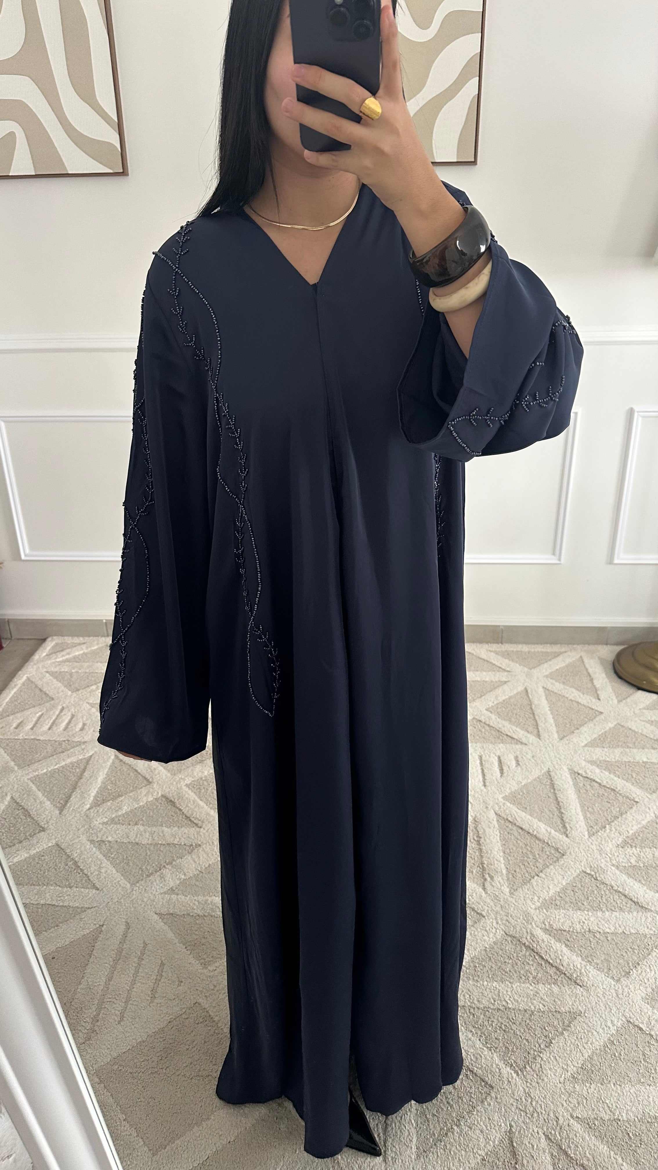 Abaya à perles | Bleu marine