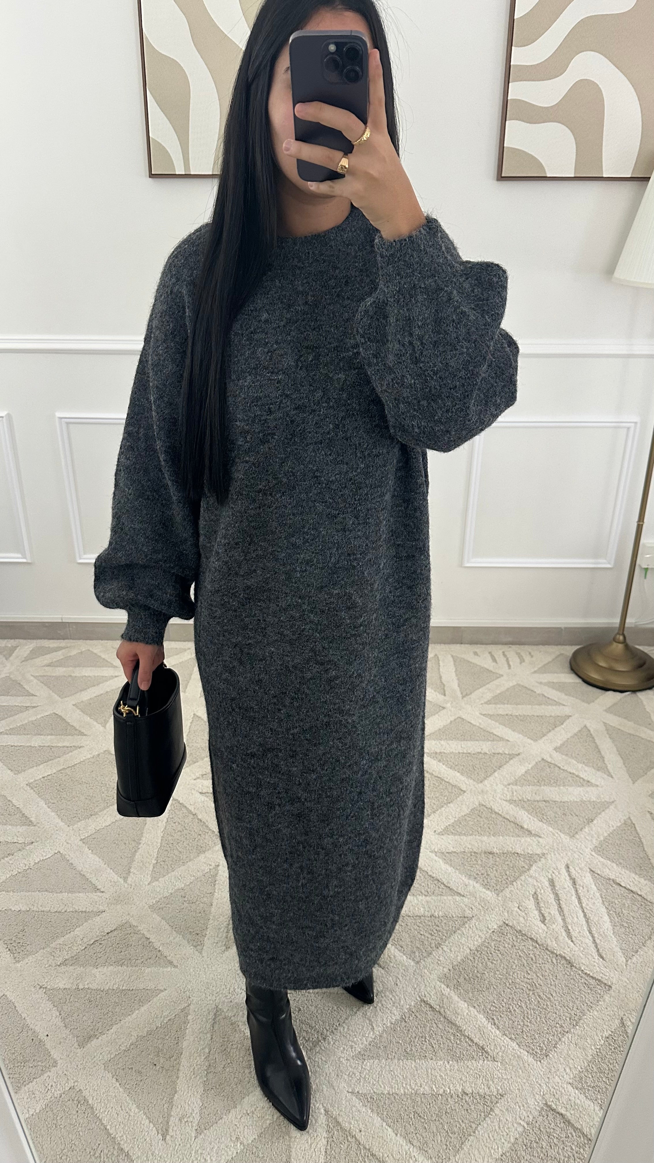 Robe pull col rond I Gris foncé