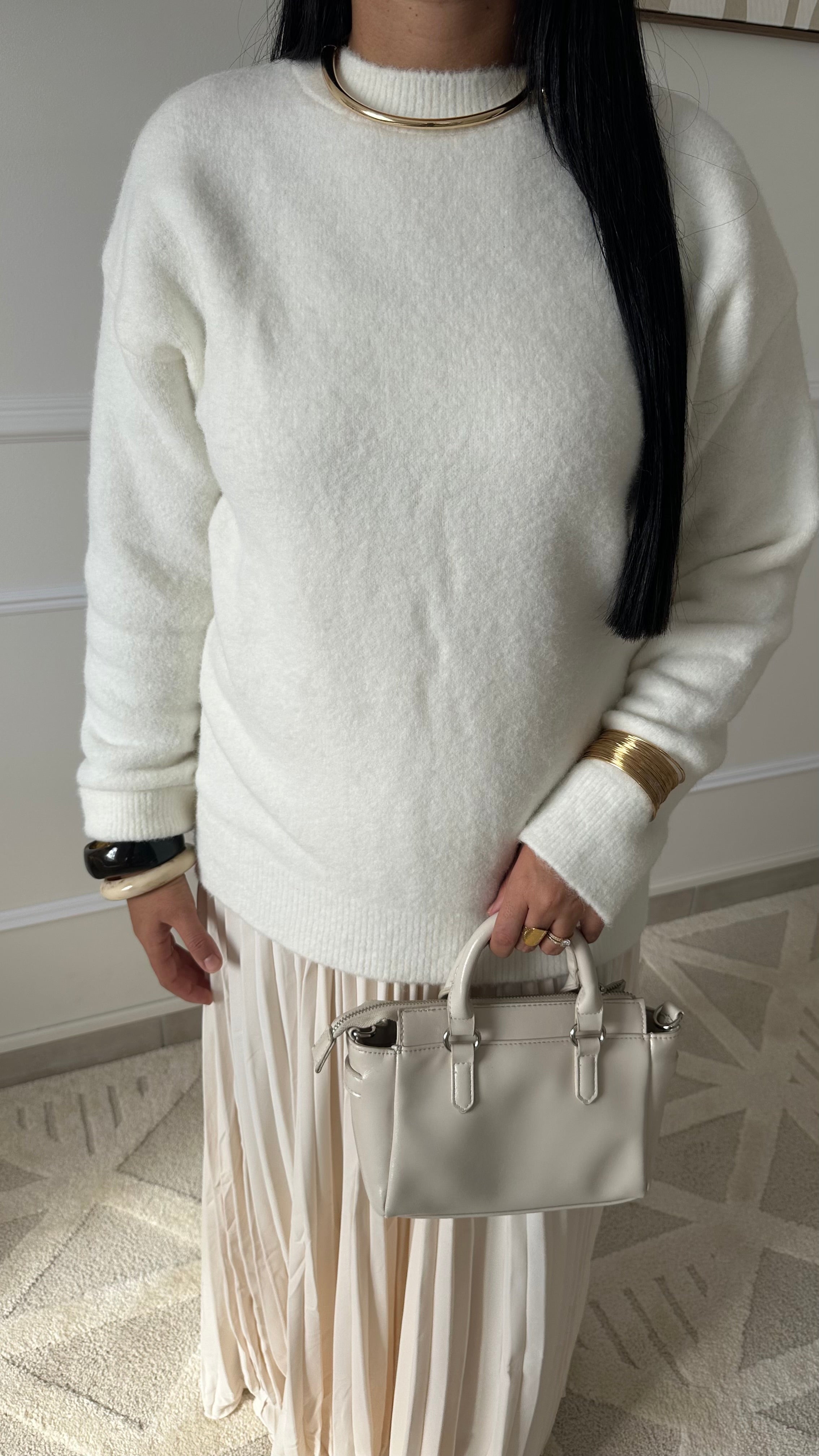 Pull blanc long et doux