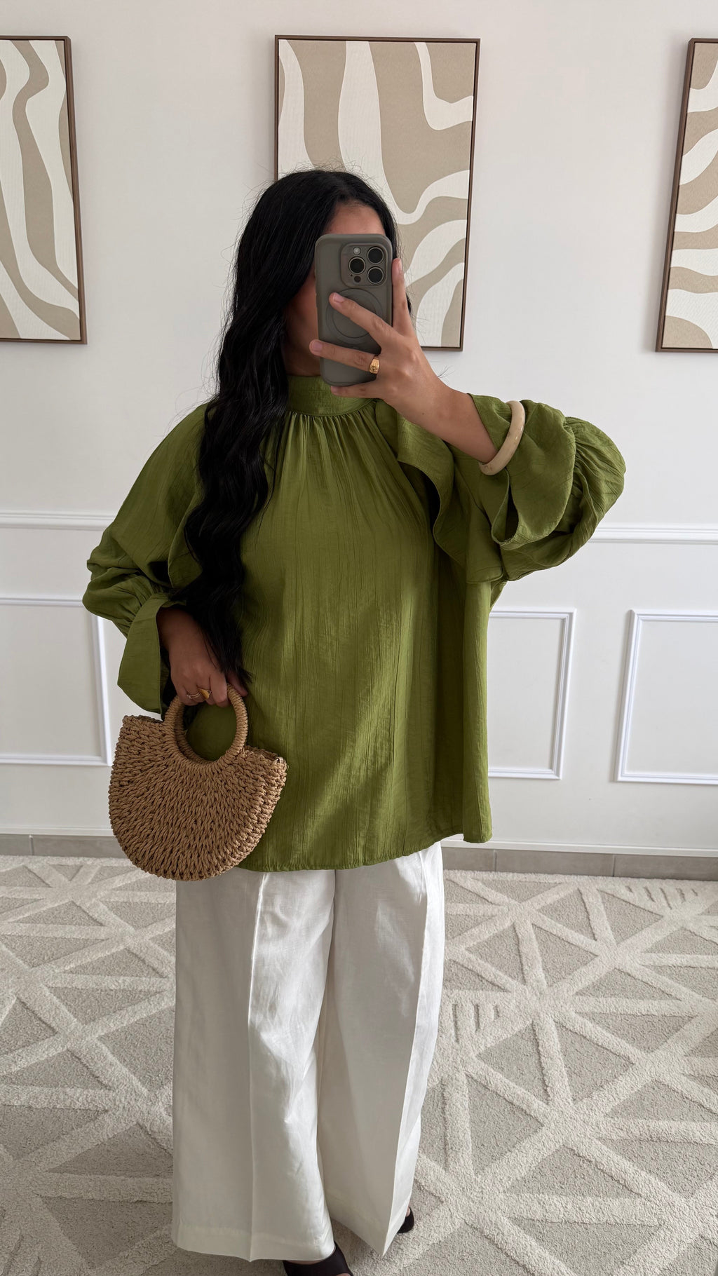 Blouse à volants | Olive