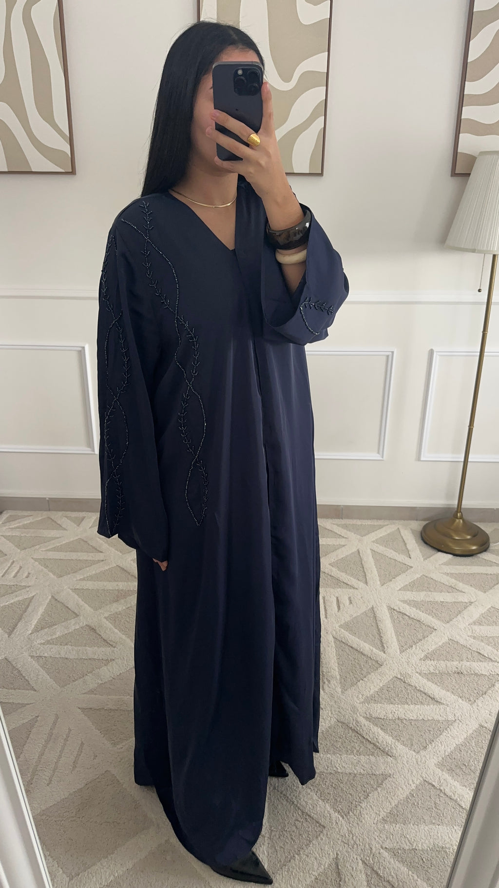 Abaya à perles | Bleu marine