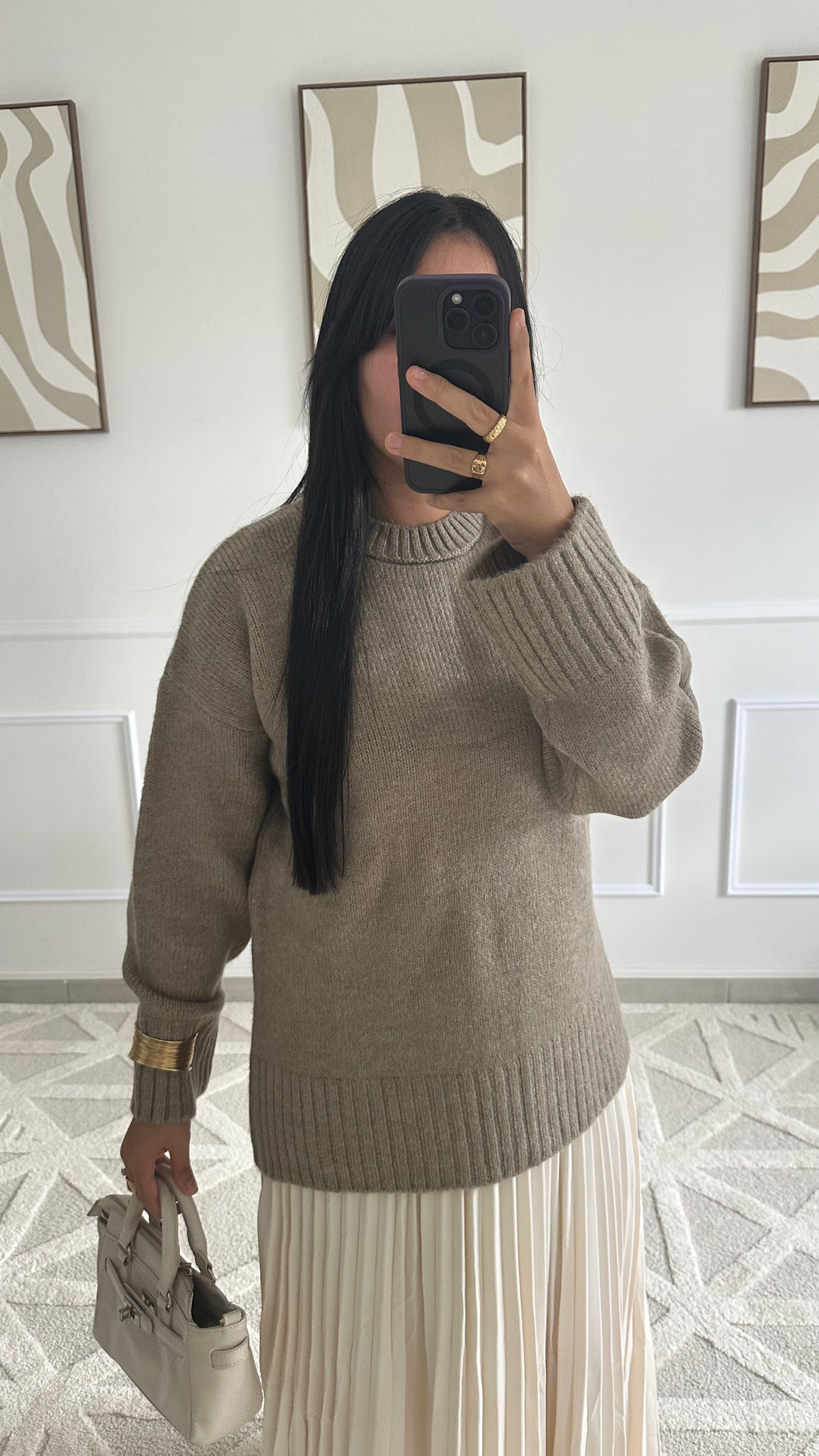 Pull beige chaud et doux