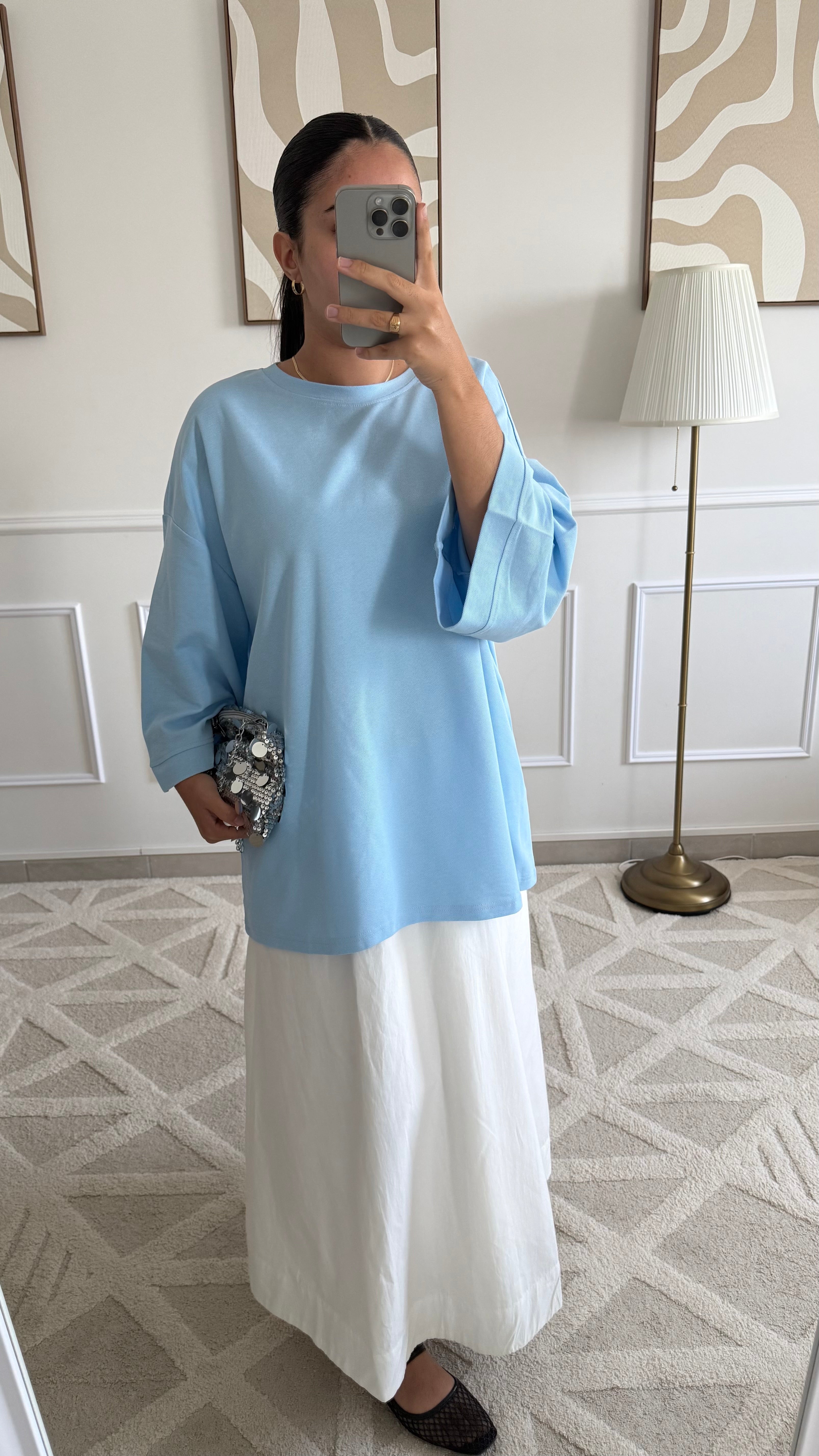 T-shirt en coton bleu ciel