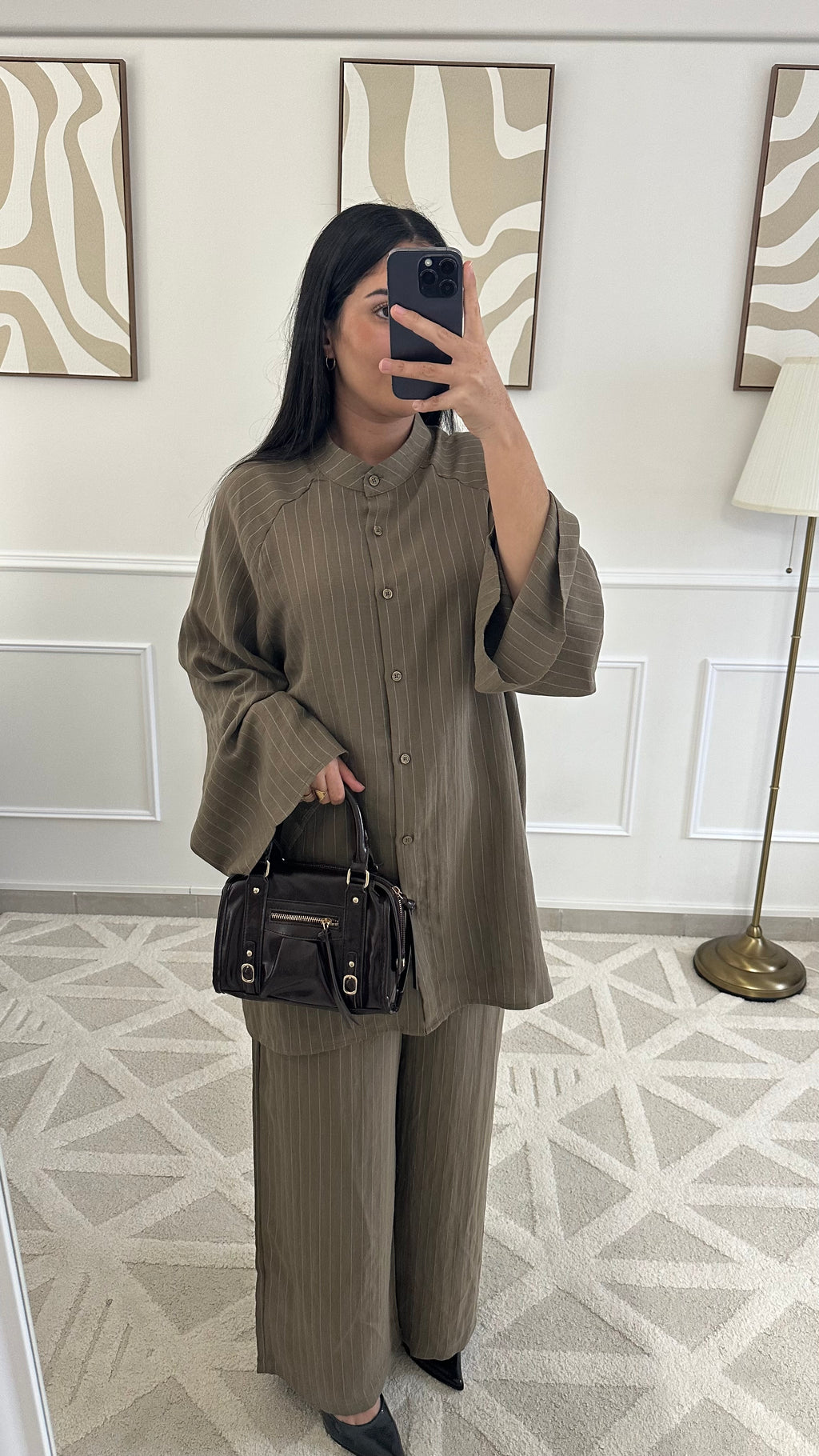 Ensemble fluide en lin | kaki