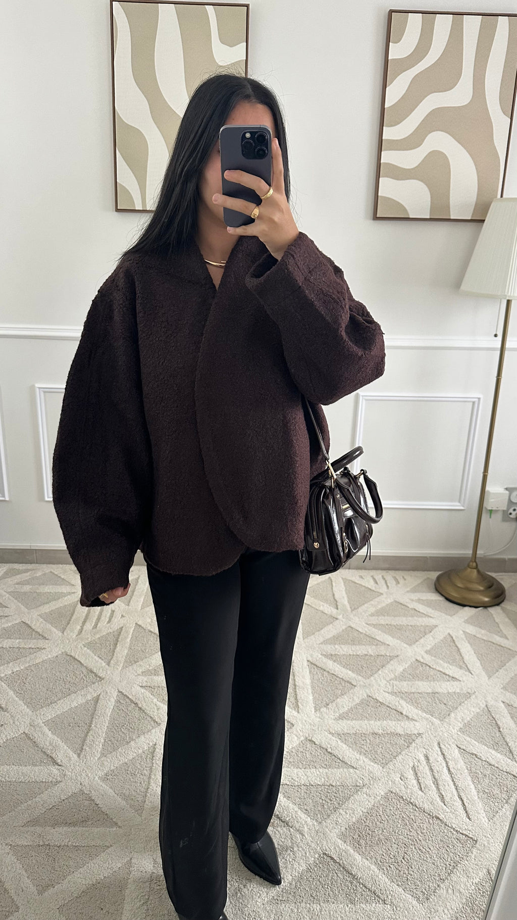Manteau croisé marron