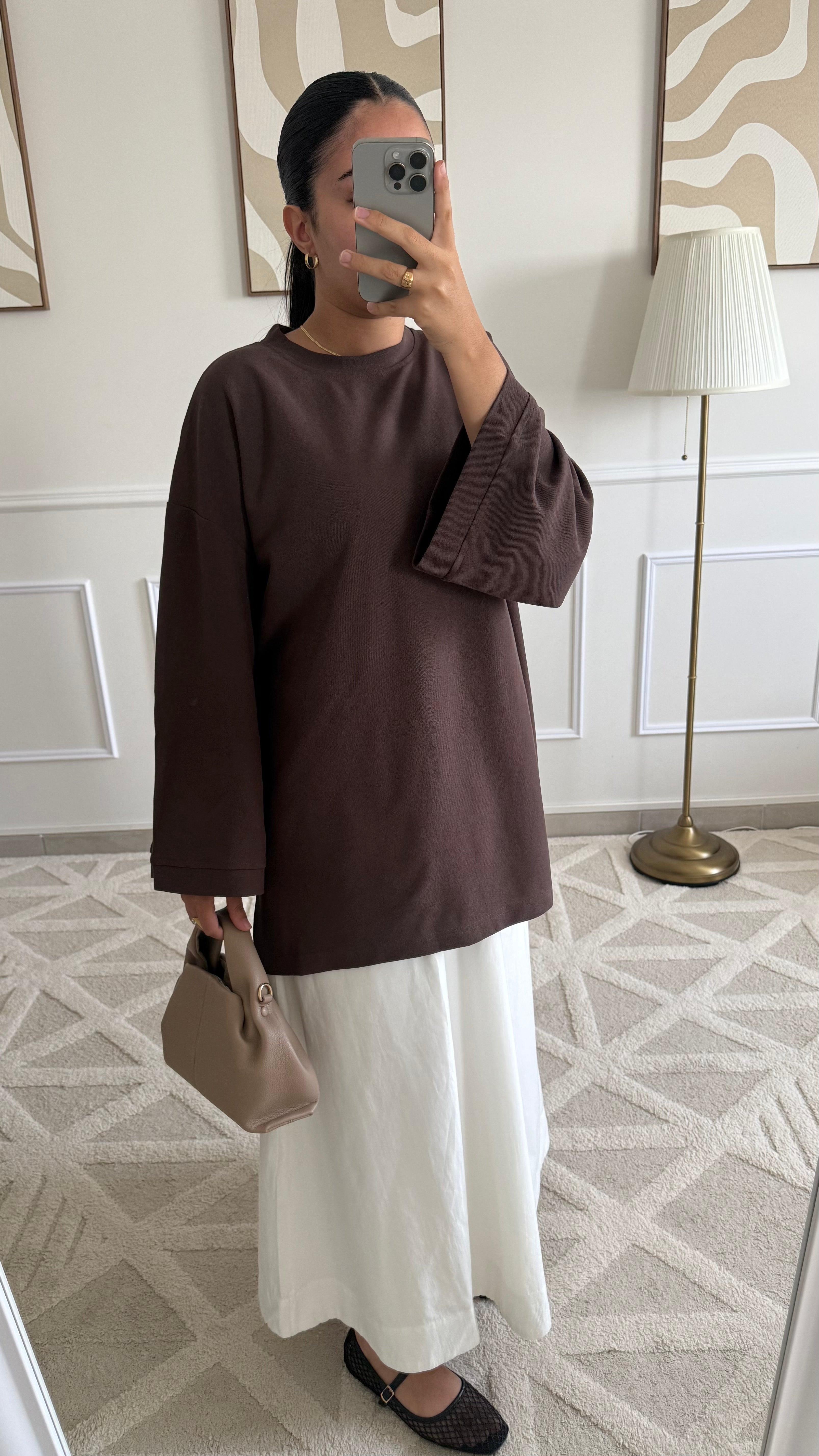 T-shirt marron en coton