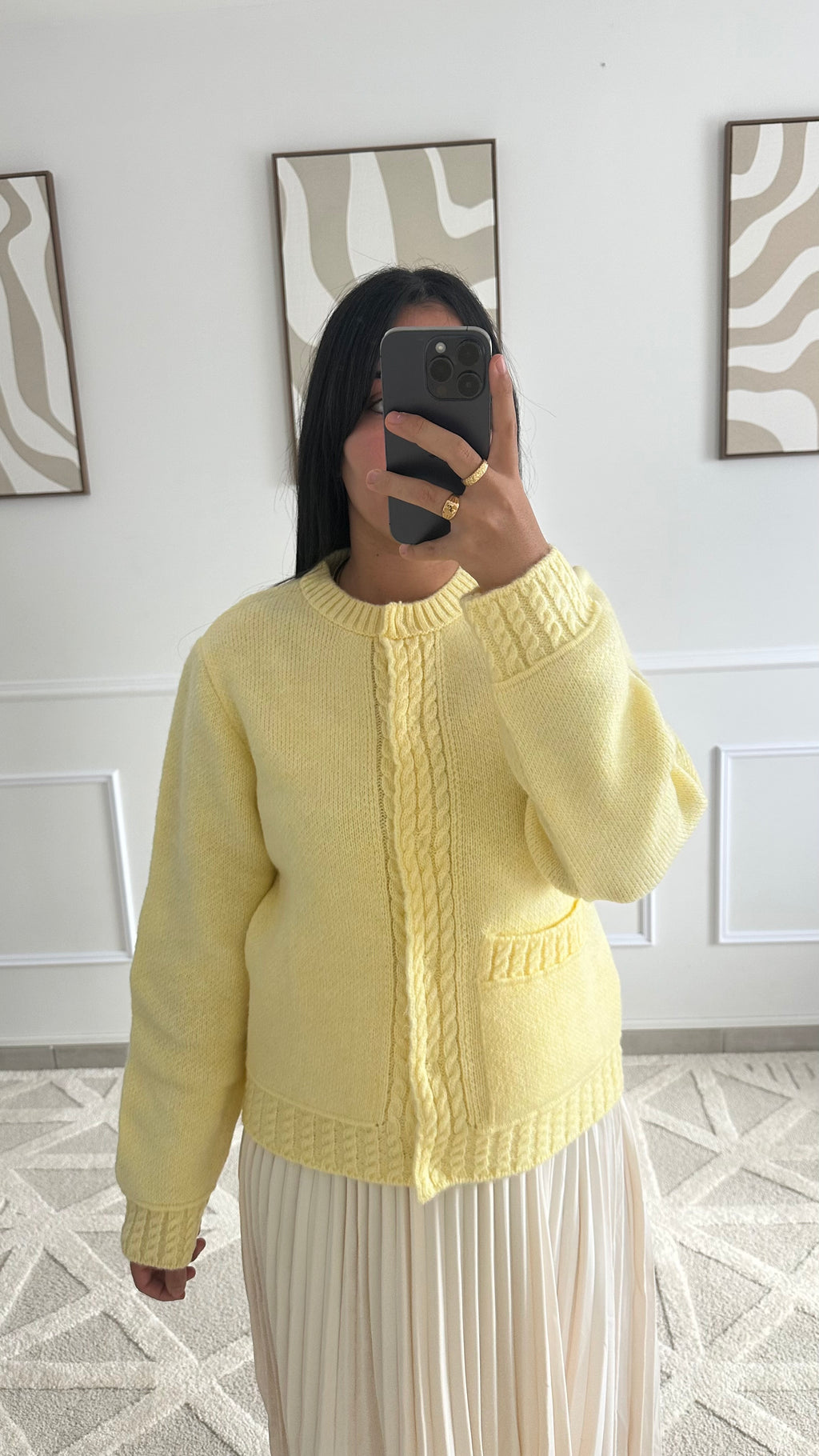 Cardigan jaune à poche