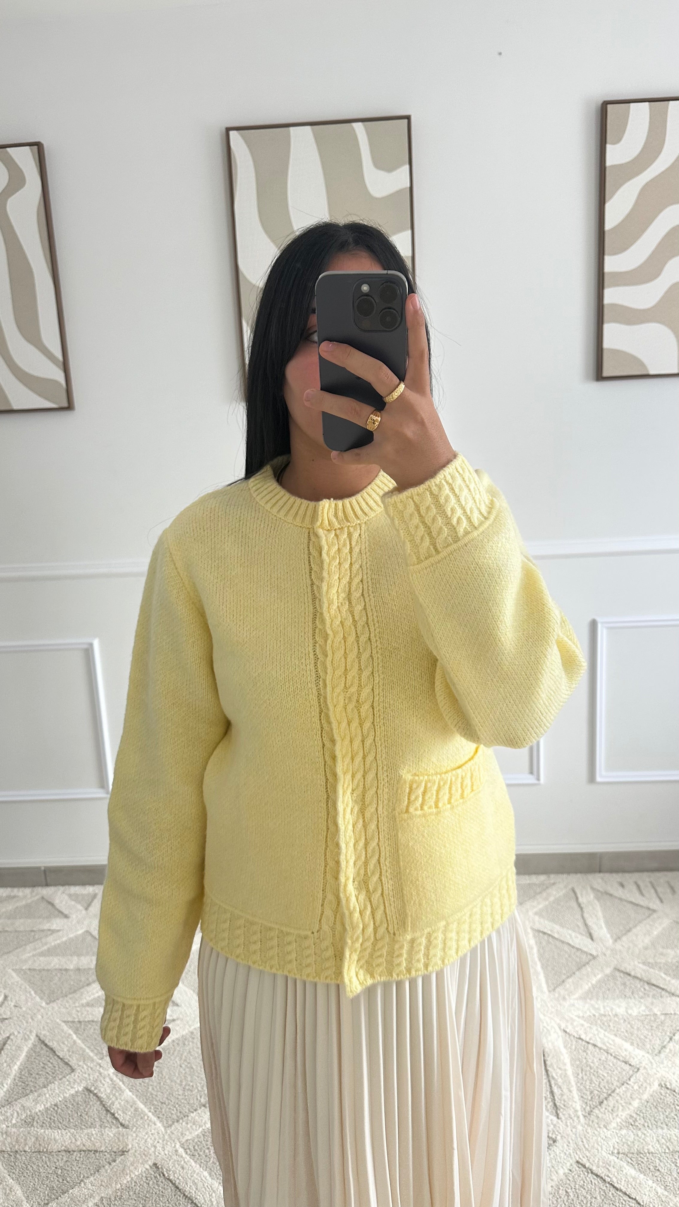 Cardigan jaune à poche
