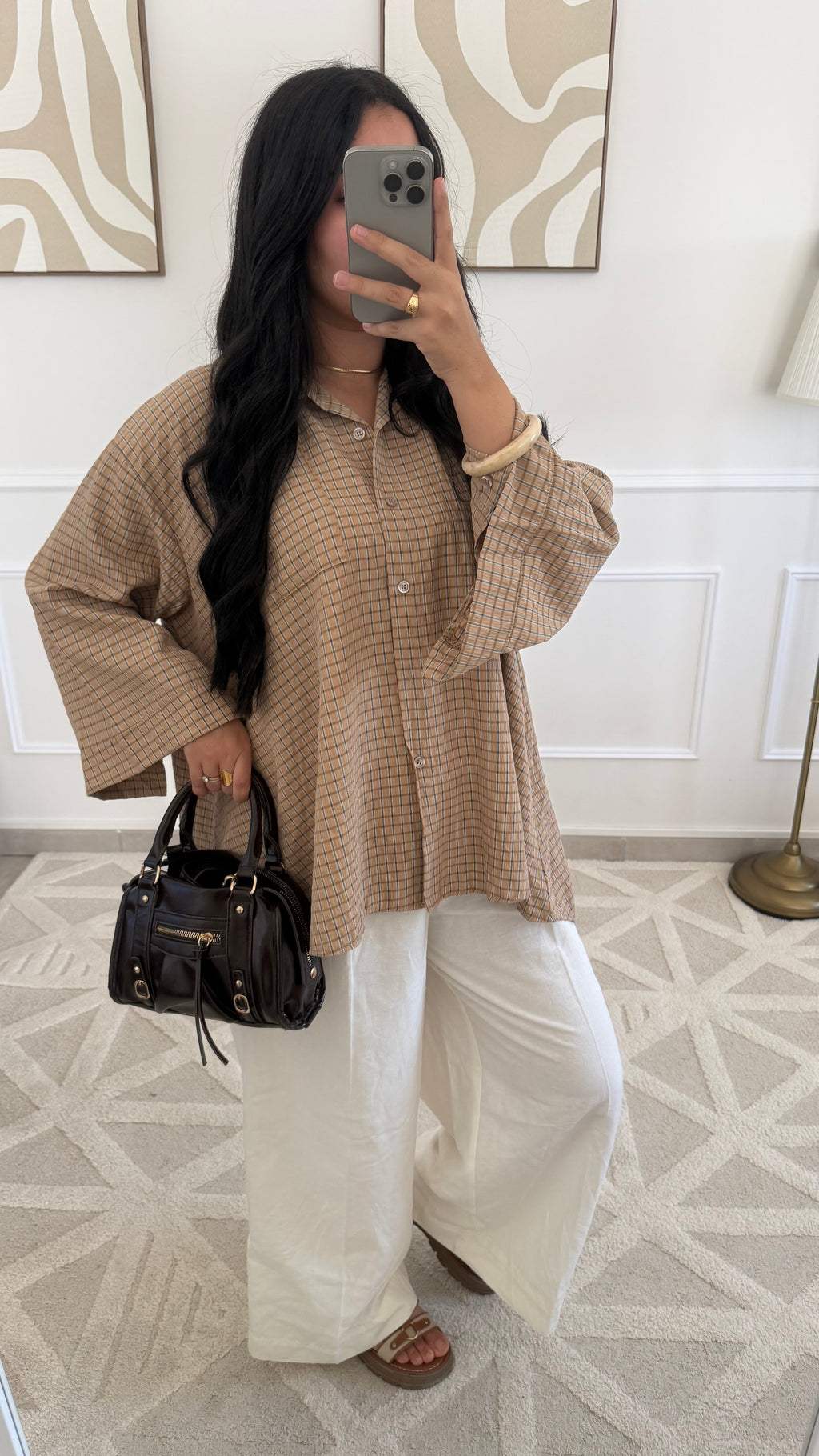 Chemise à carreaux | Camel