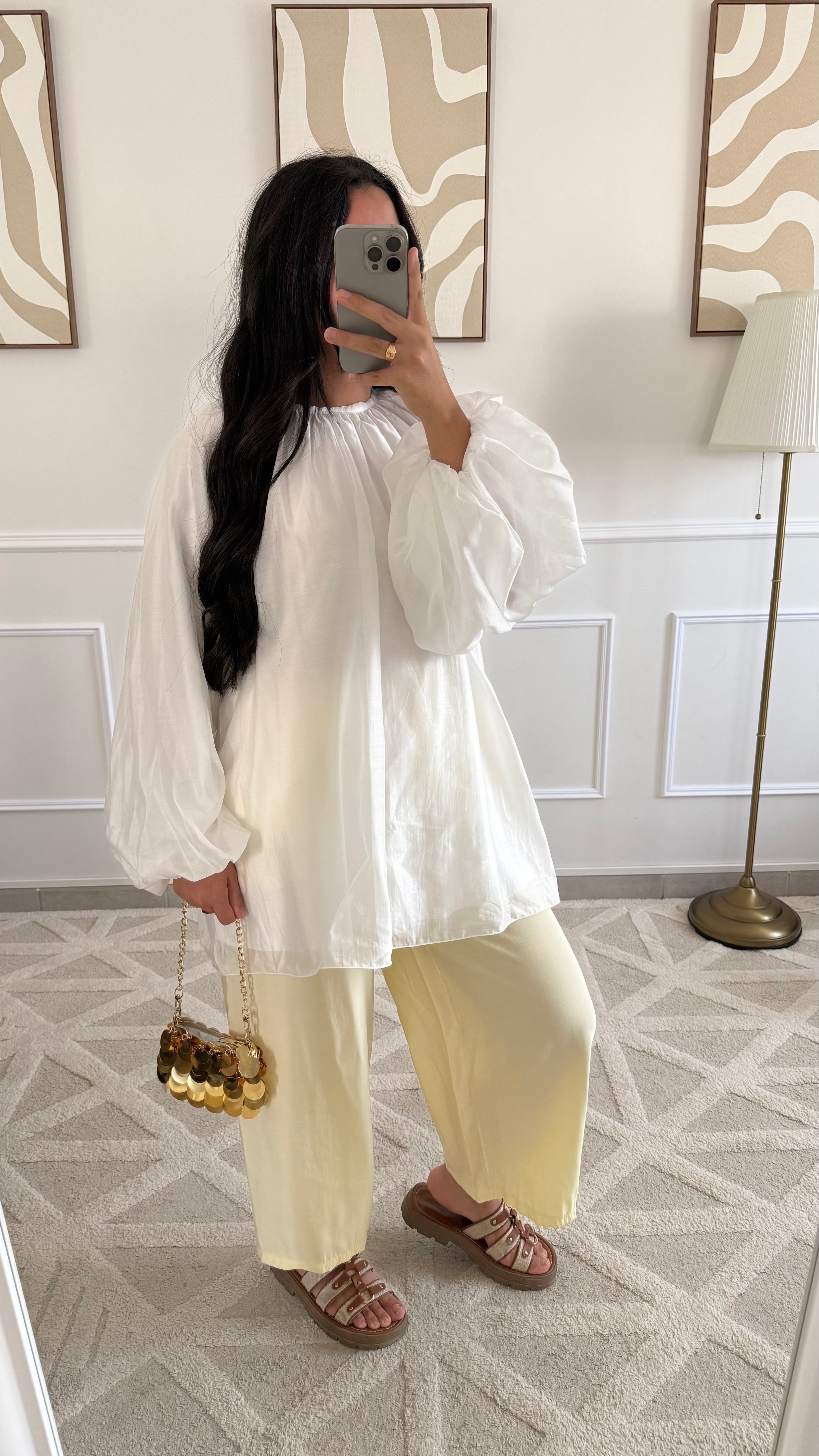 Blouse à manches bouffantes | Blanche
