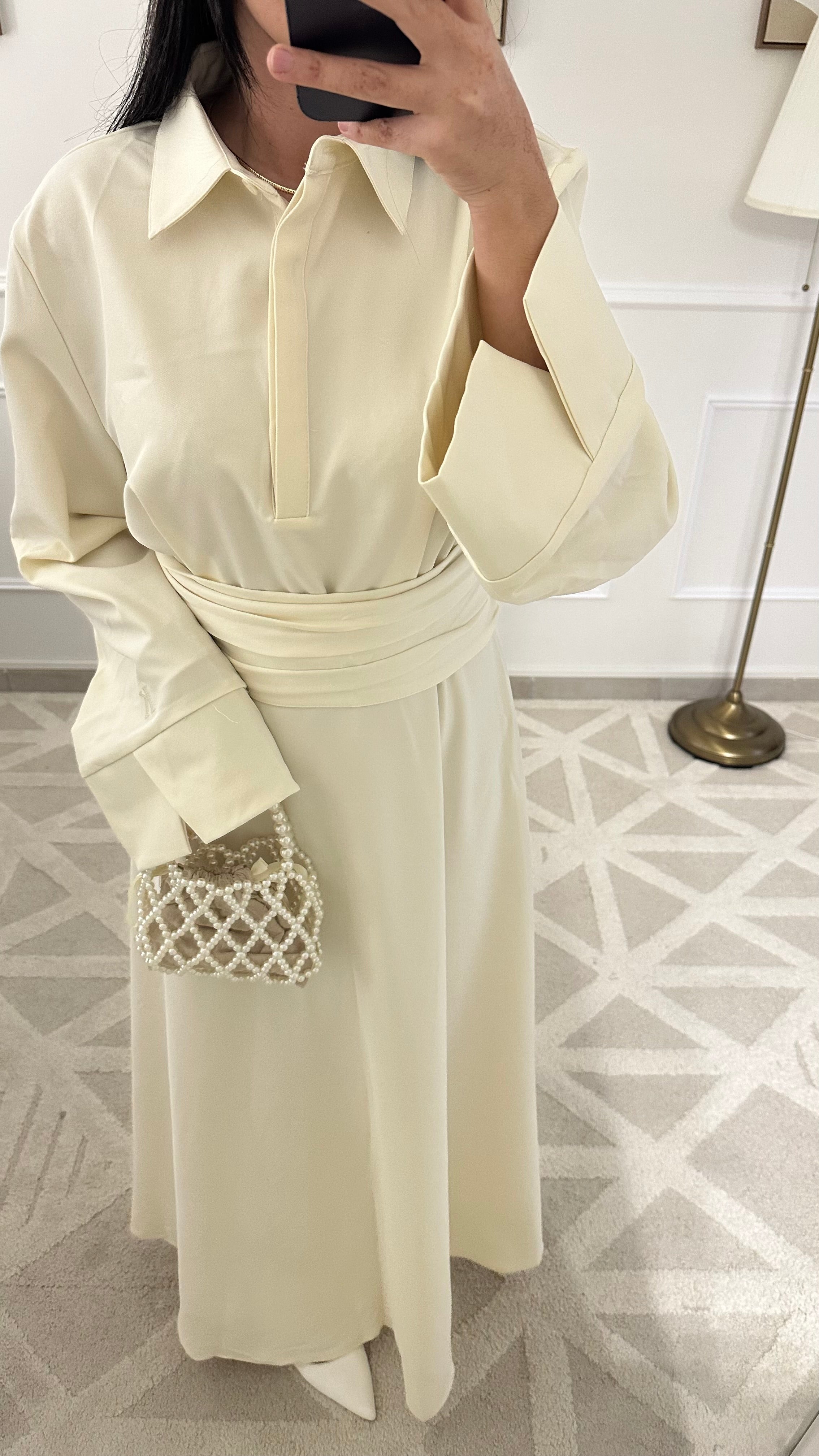 Robe avec ceinture | Blanche