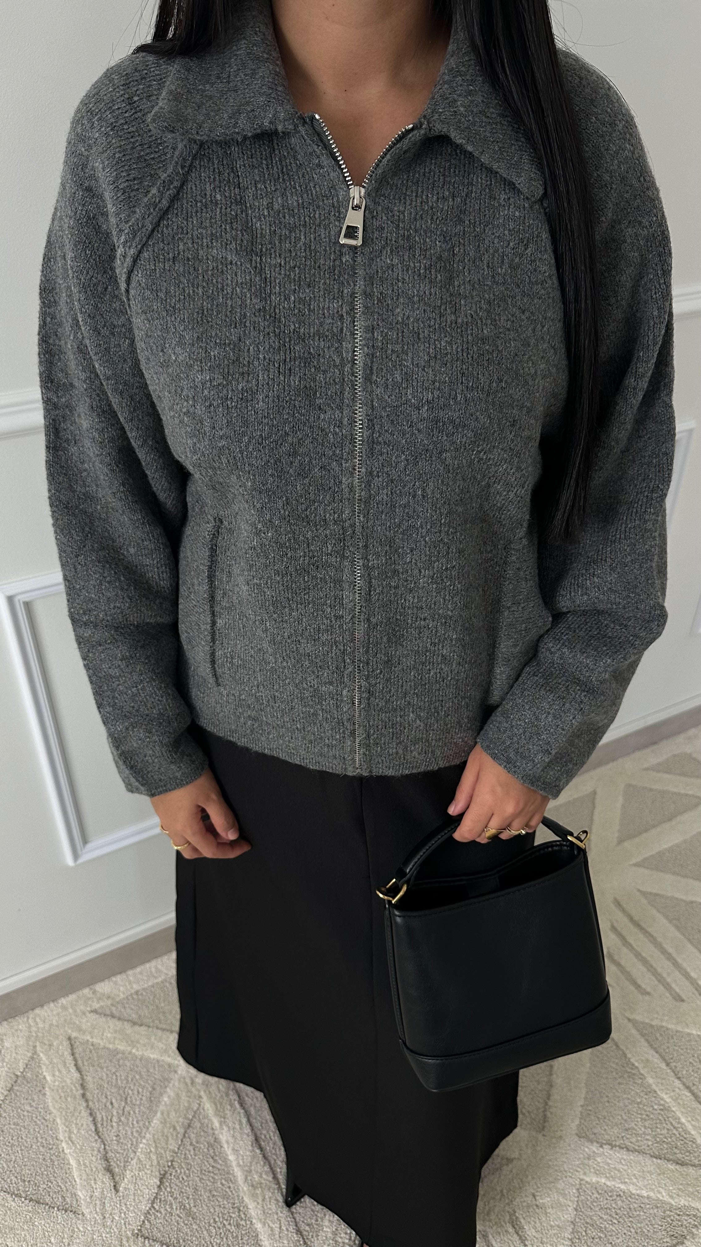 Gilet gris fermeture éclair