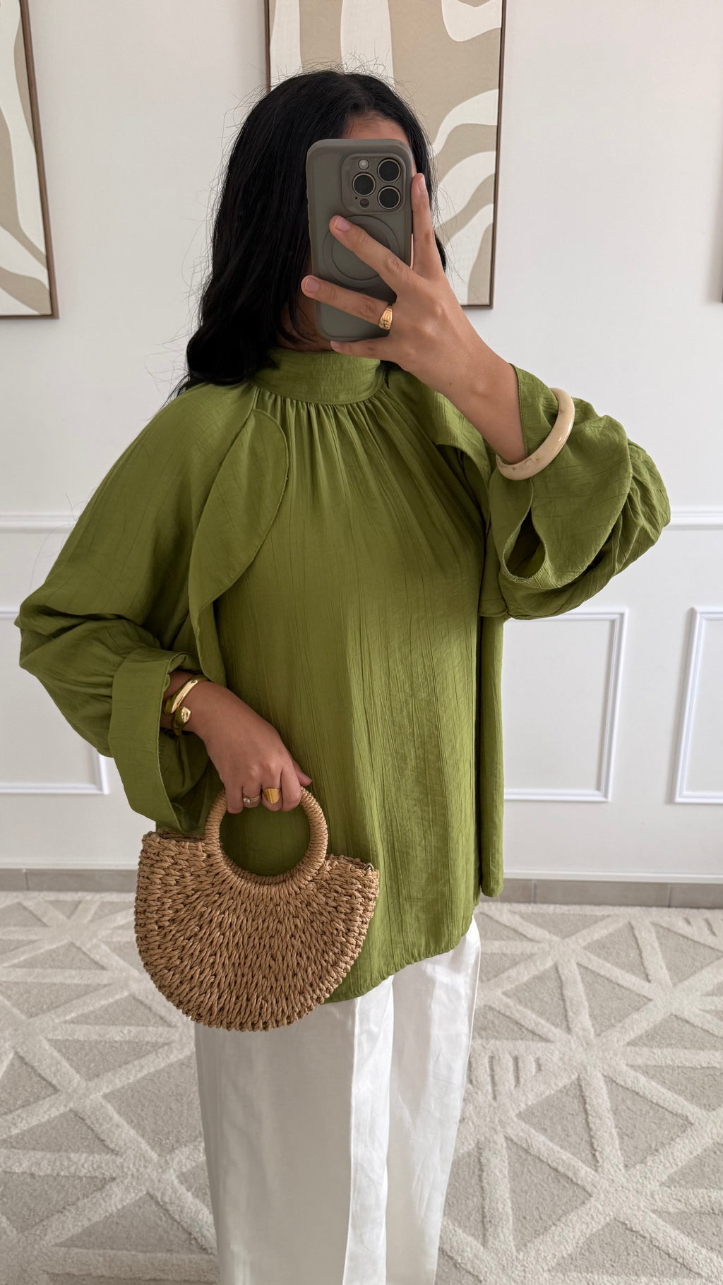 Blouse à volants | Olive
