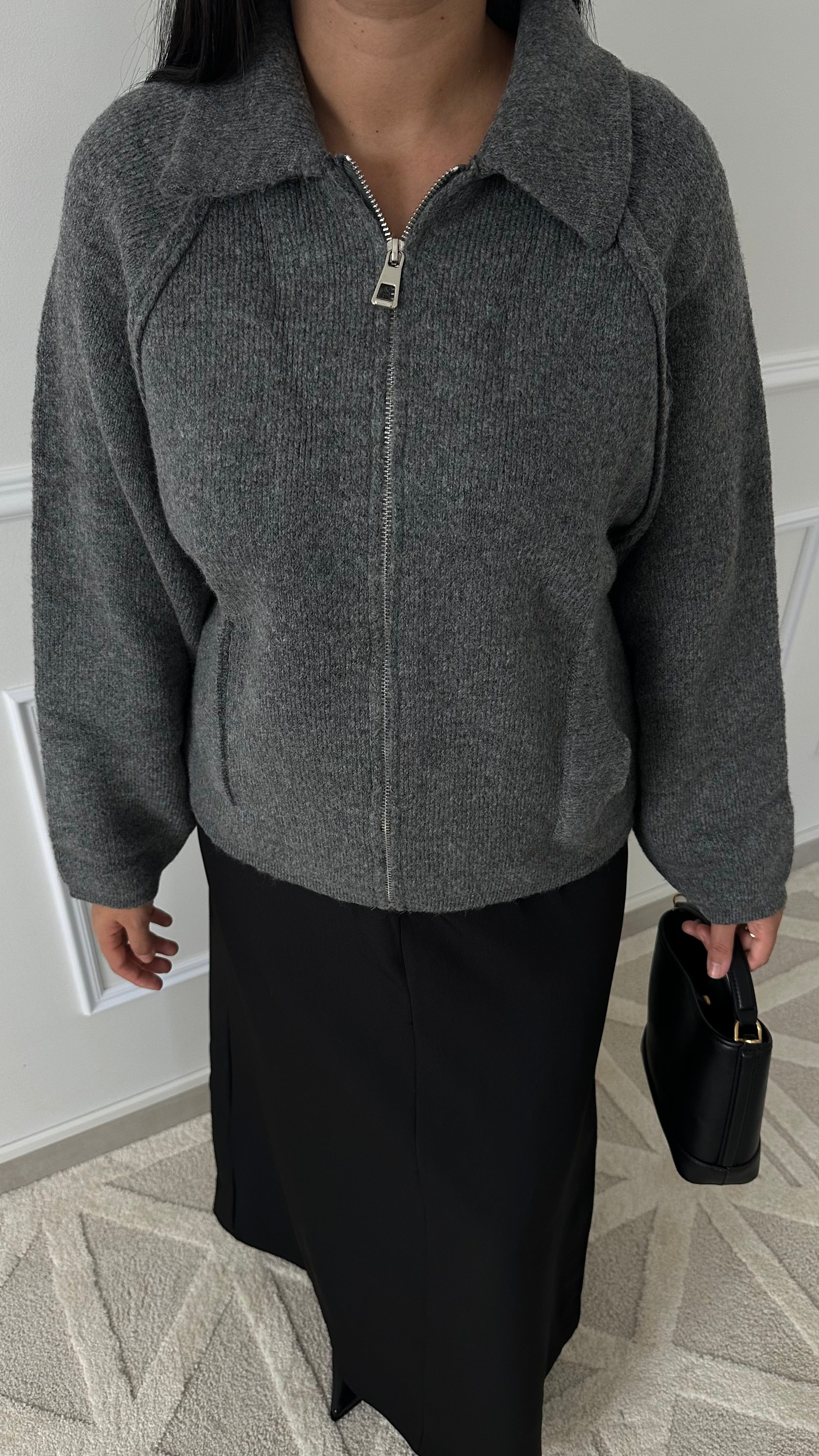 Gilet gris fermeture éclair