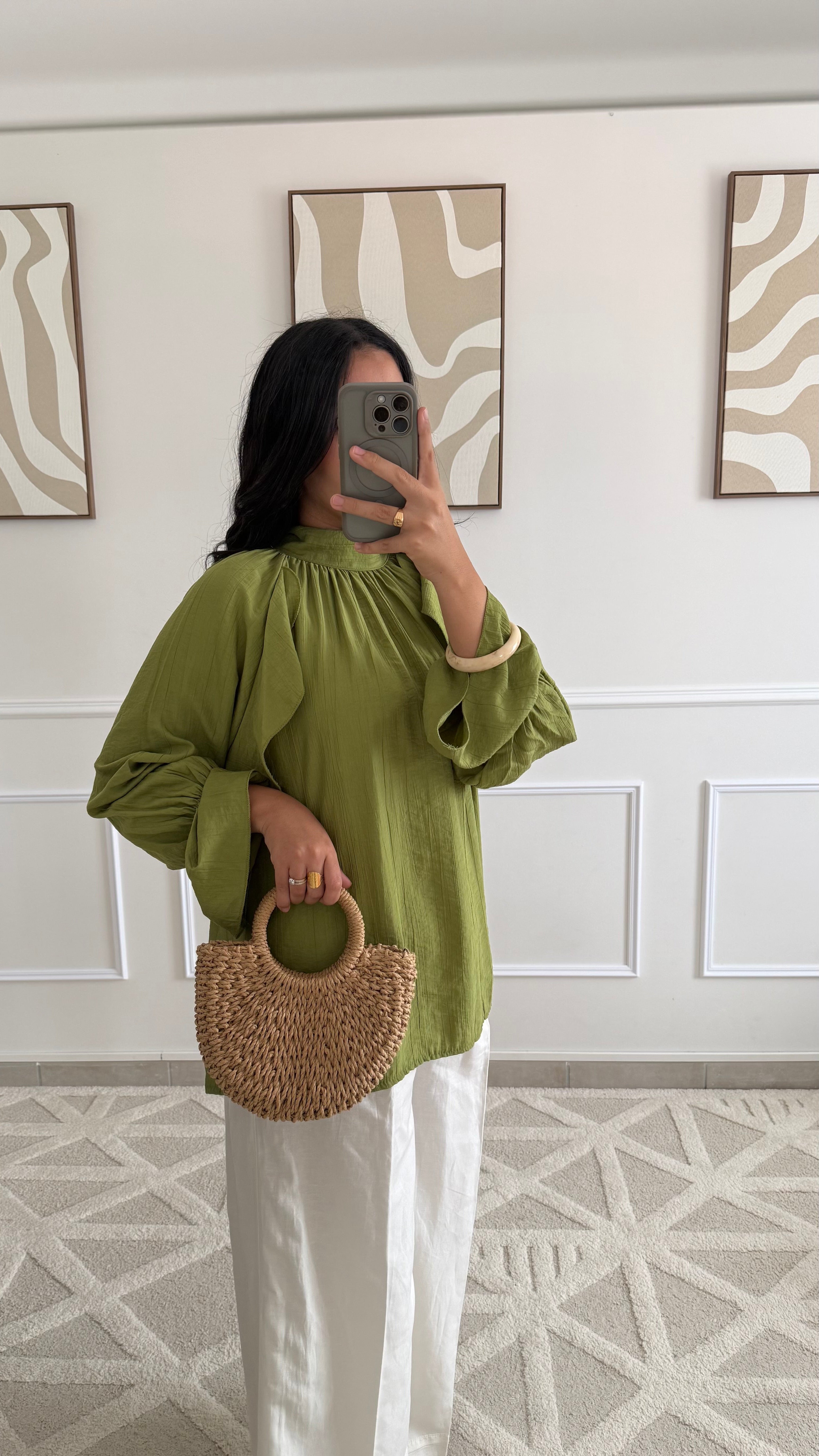 Blouse à volants | Olive