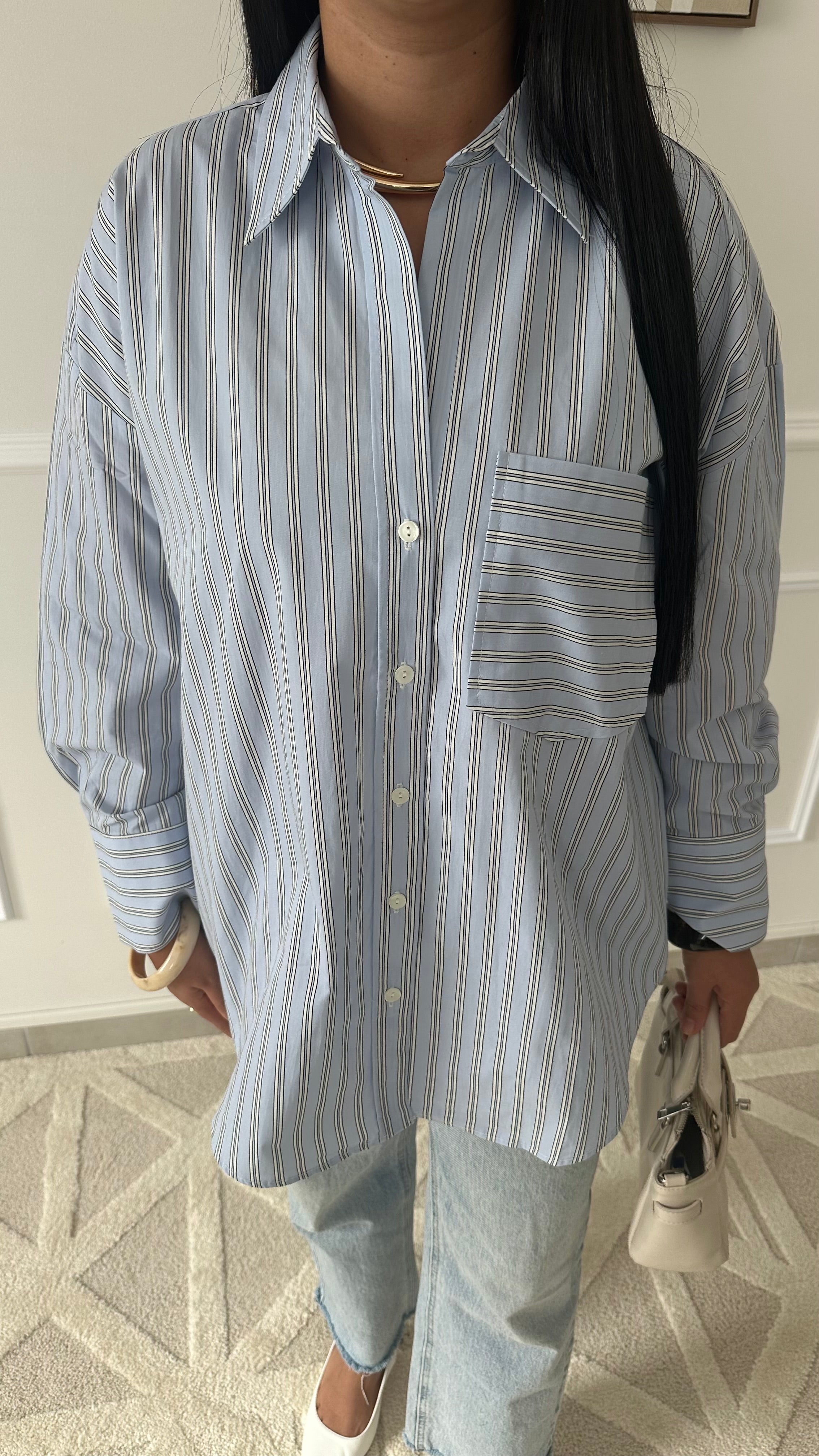 Chemise oversize en popeline rayée