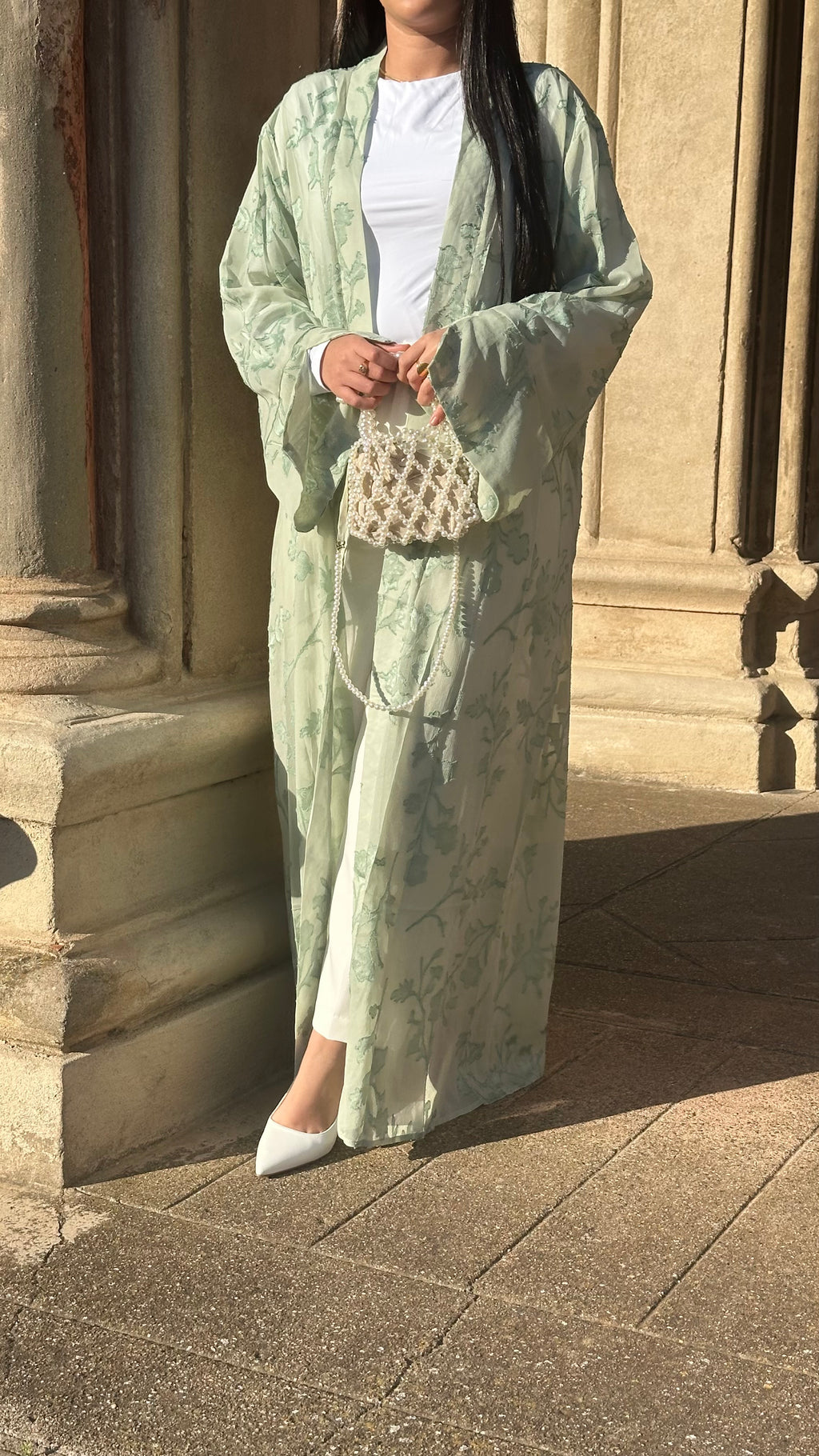 Kimono à fleurs | Vert