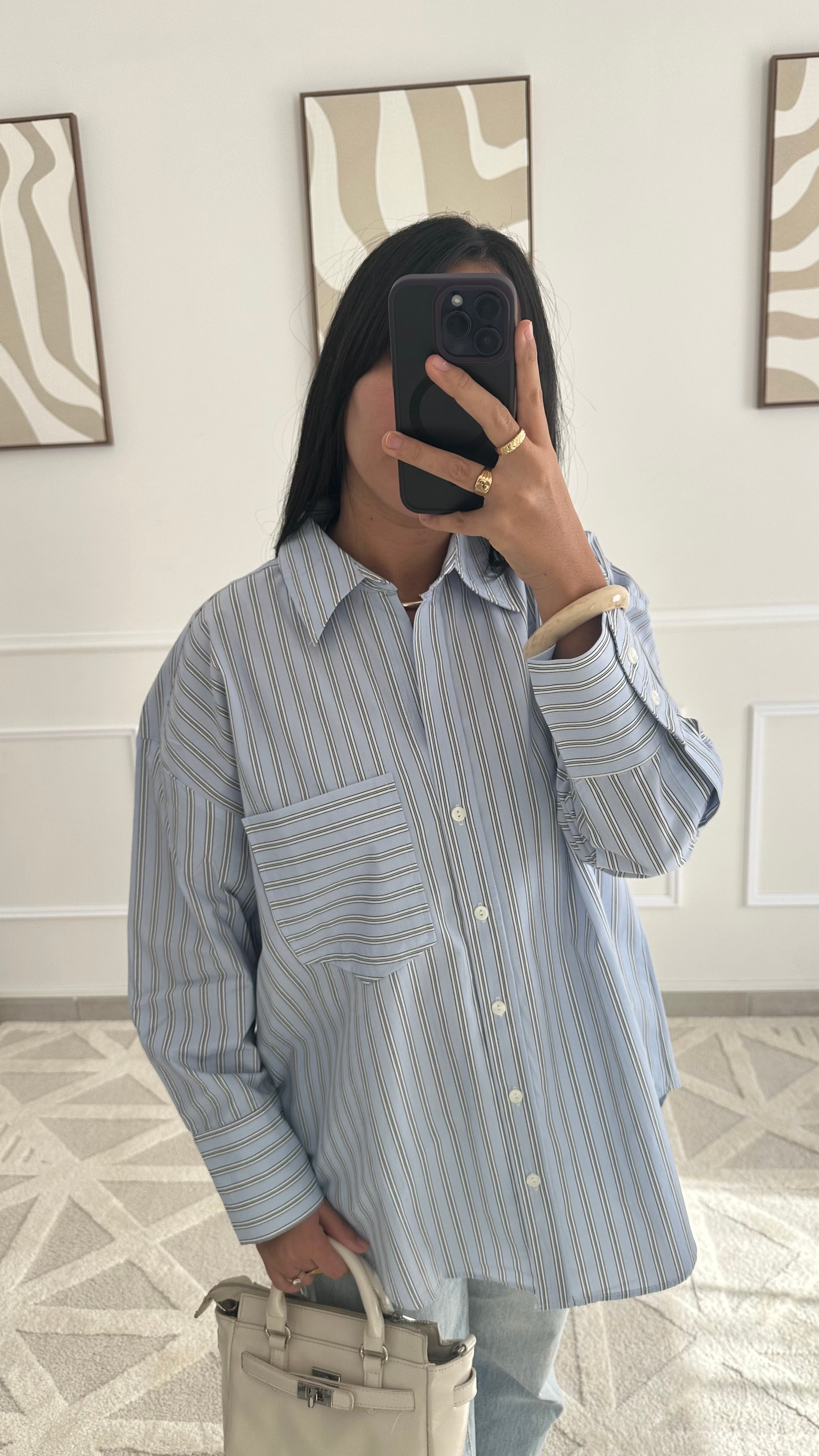 Chemise oversize en popeline rayée