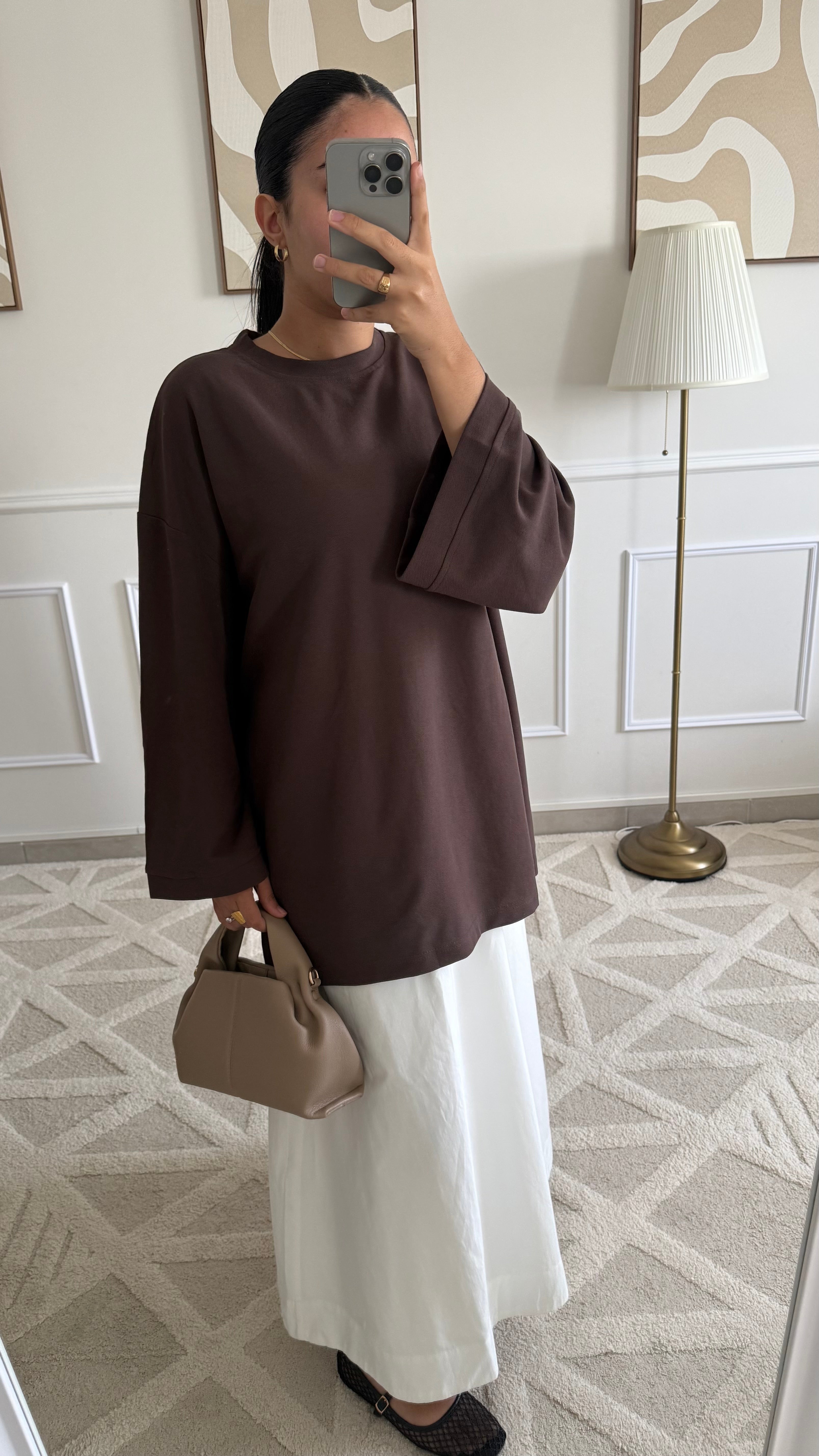 T-shirt marron en coton