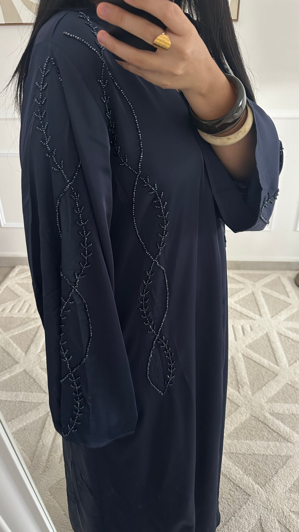 Abaya à perles | Bleu marine