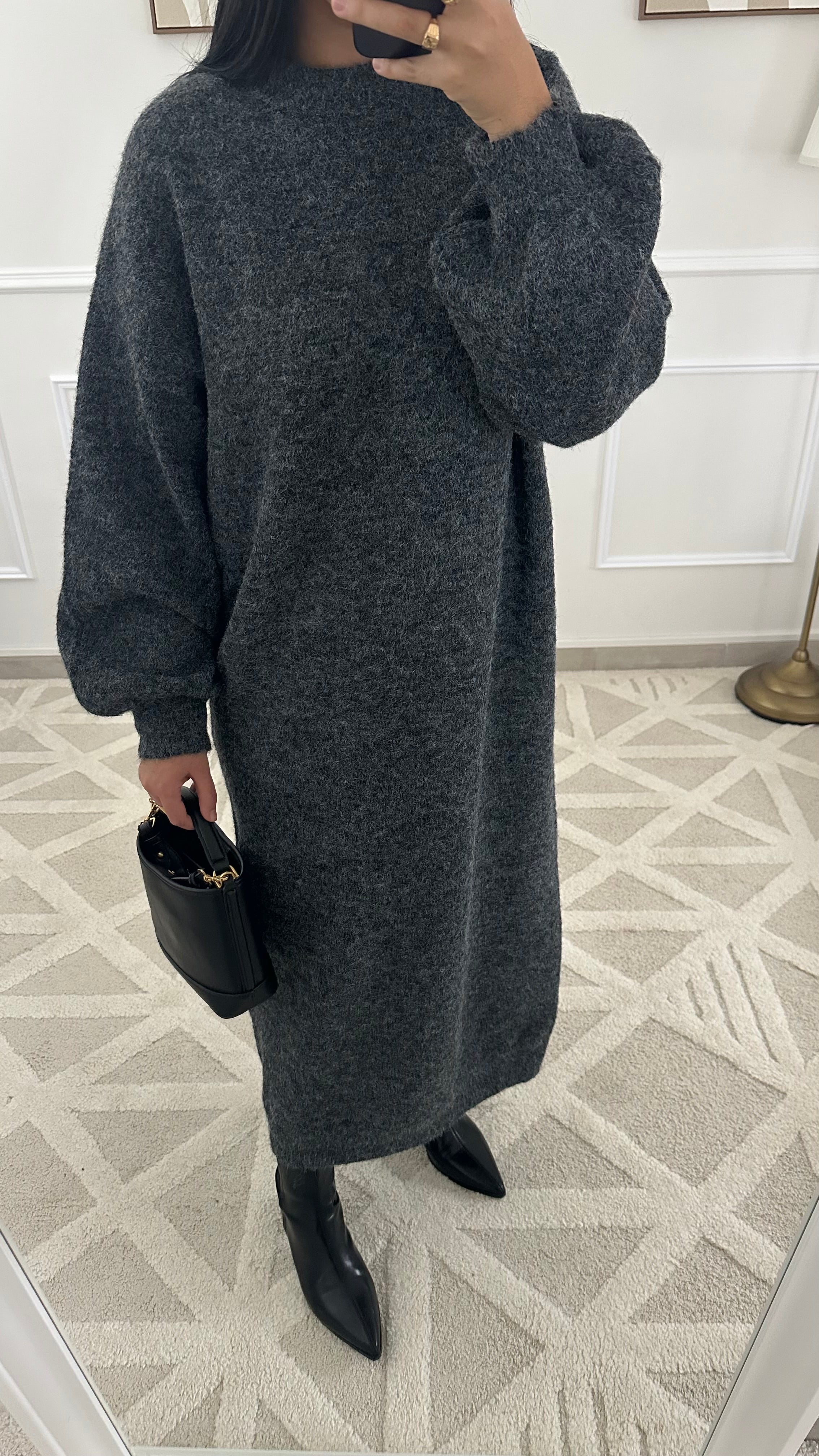 Robe pull col rond I Gris foncé
