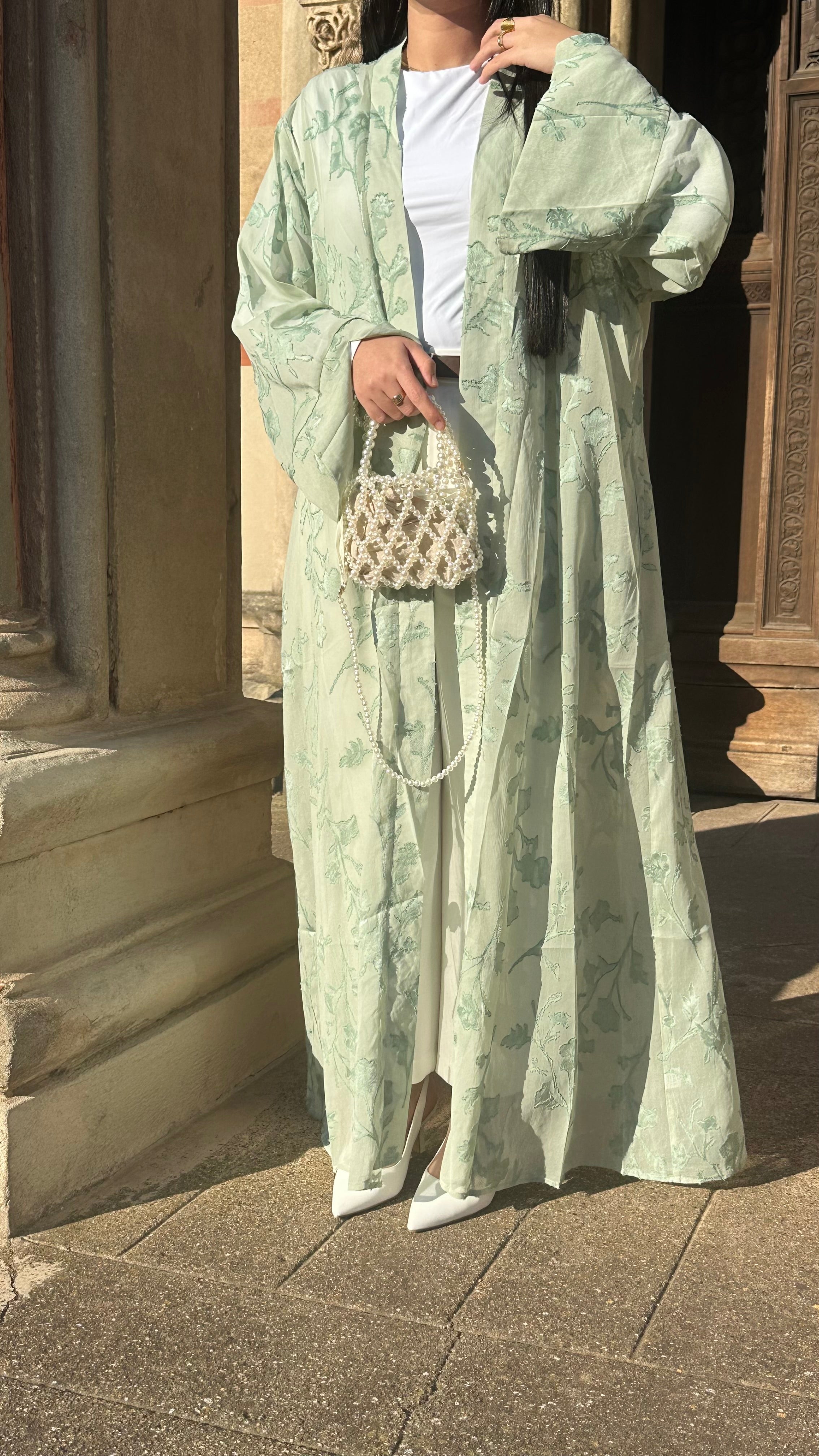 Kimono à fleurs | Vert