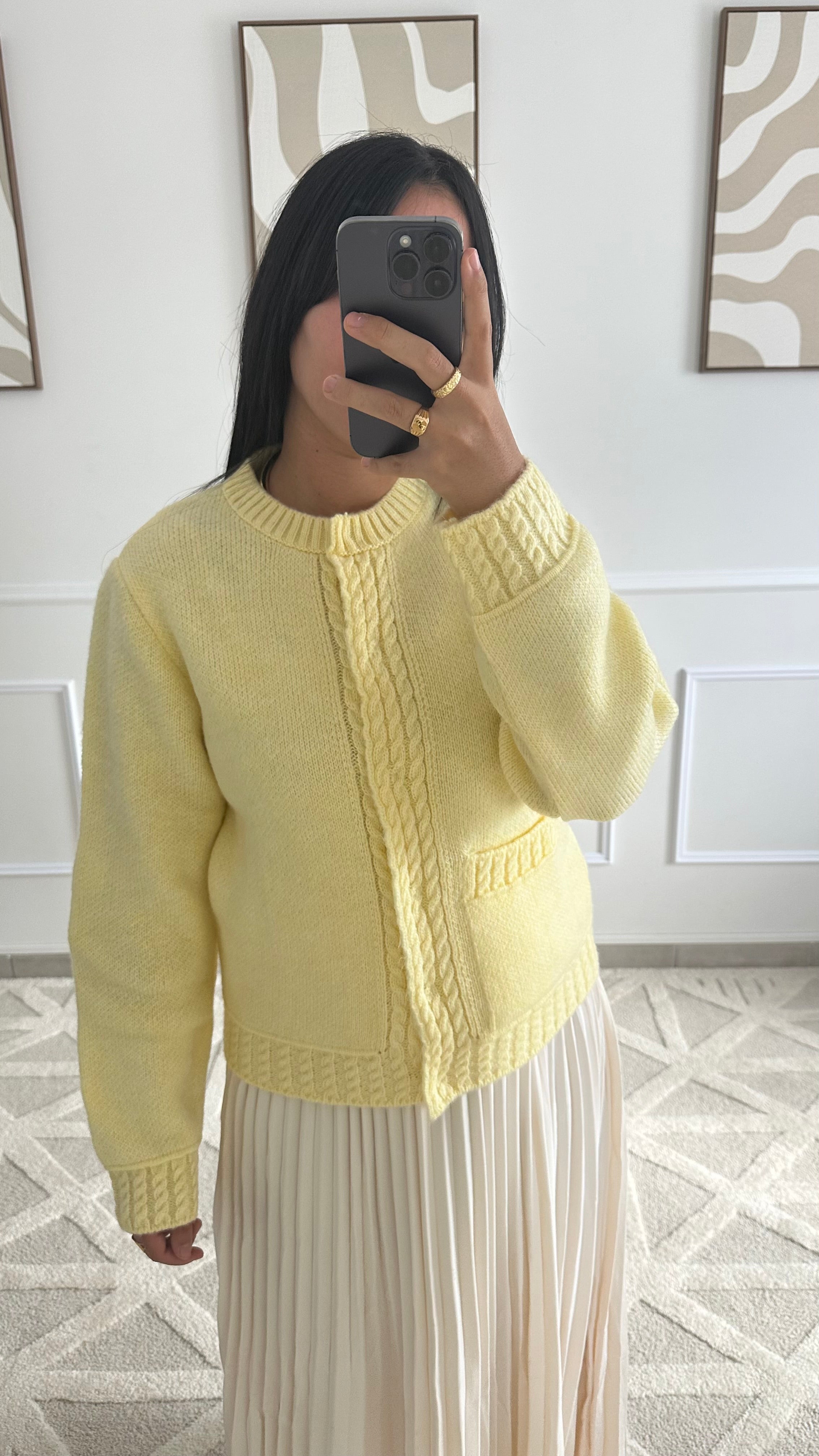 Cardigan jaune à poche