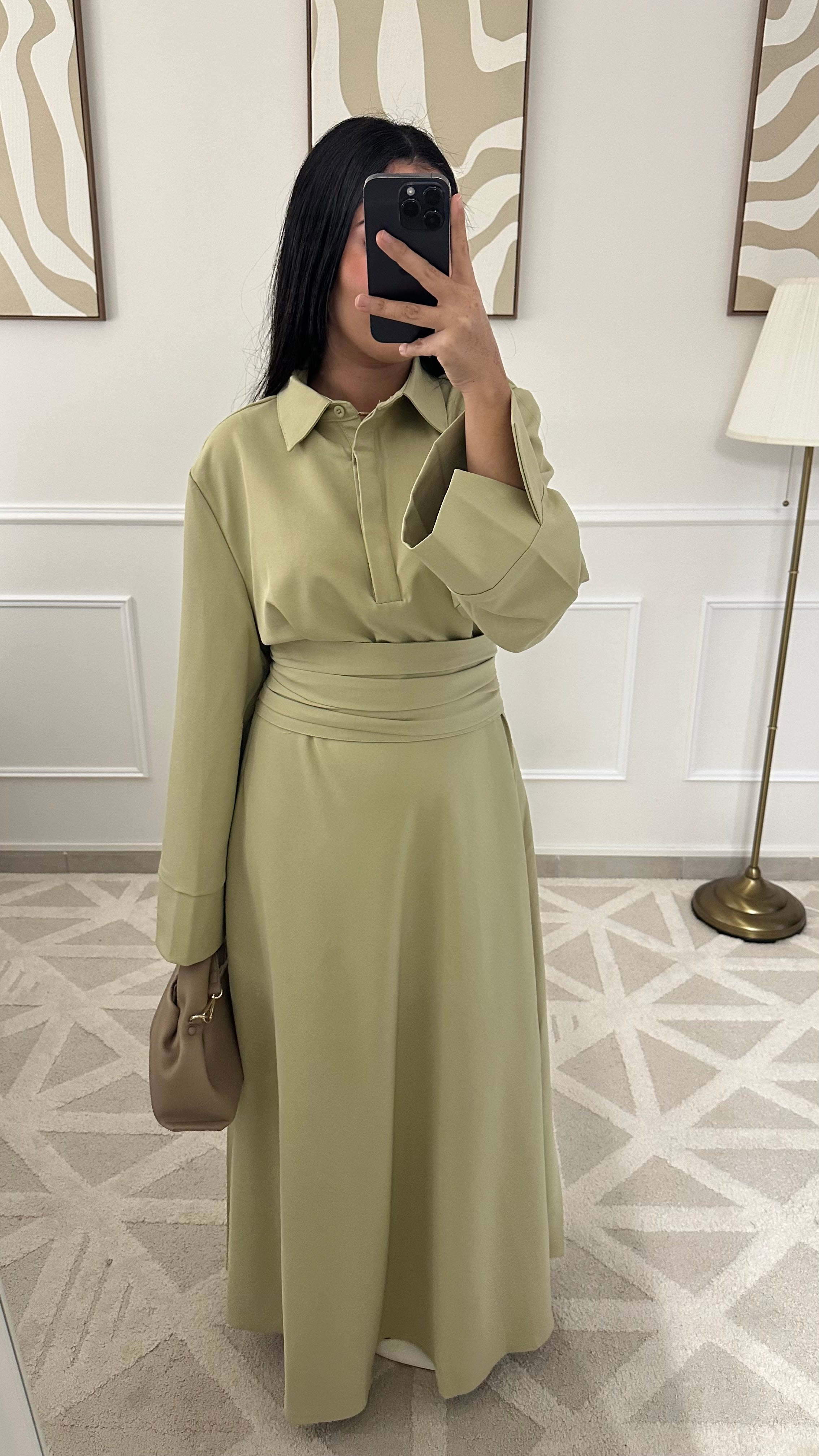 Robe avec ceinture | Verte
