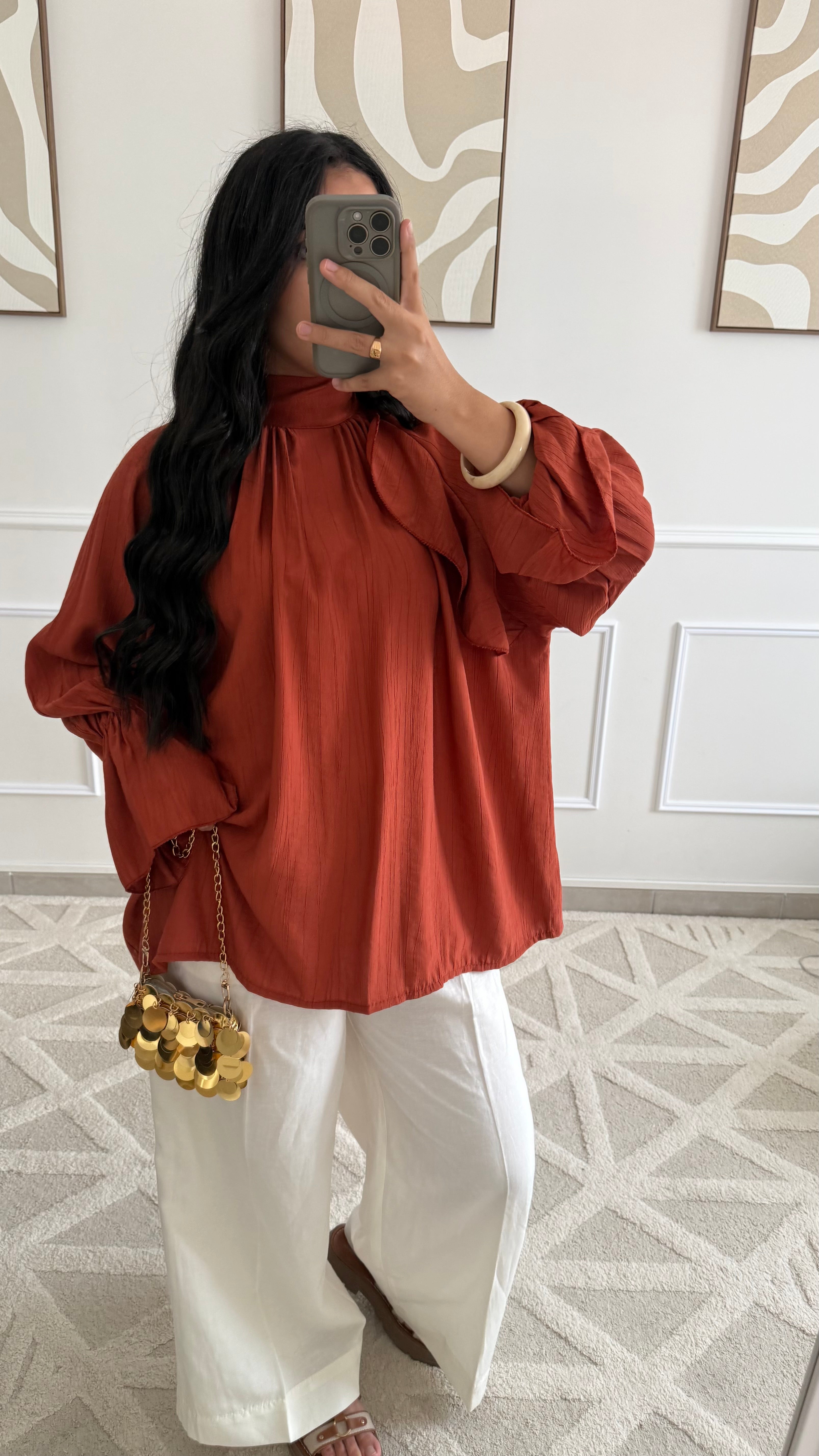 Blouse à volants | Terracotta