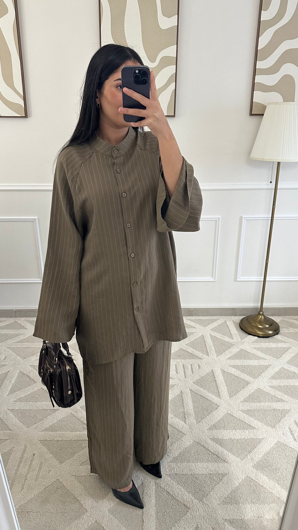 Ensemble fluide en lin | kaki