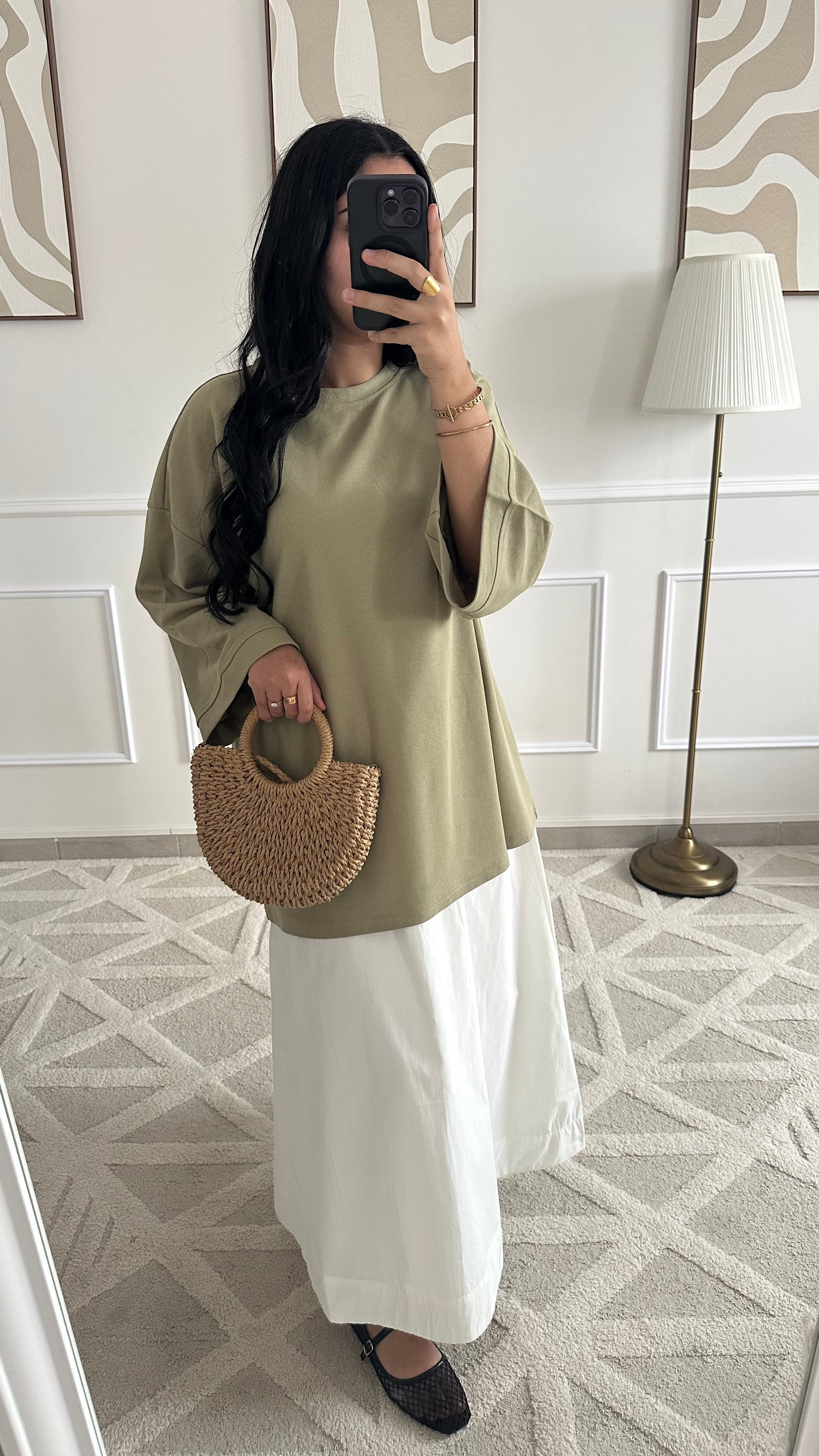 T-shirt vert olive en coton