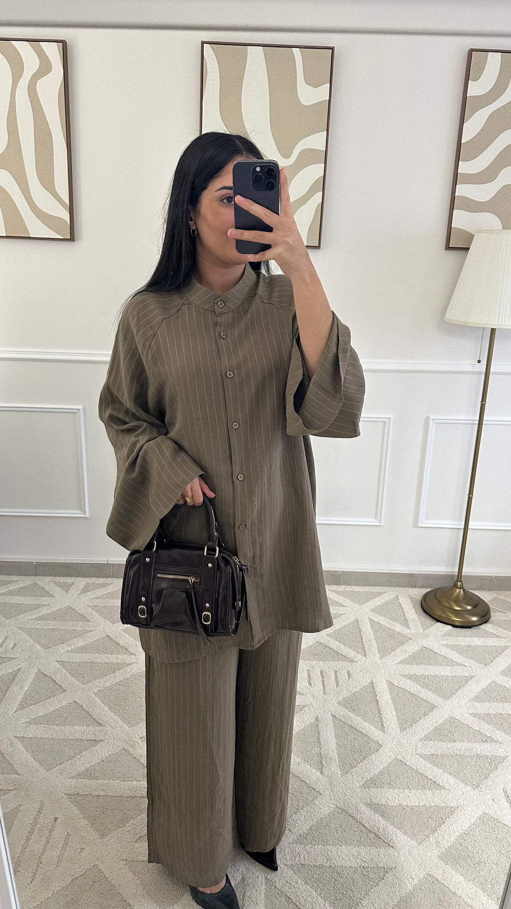 Ensemble fluide en lin | kaki