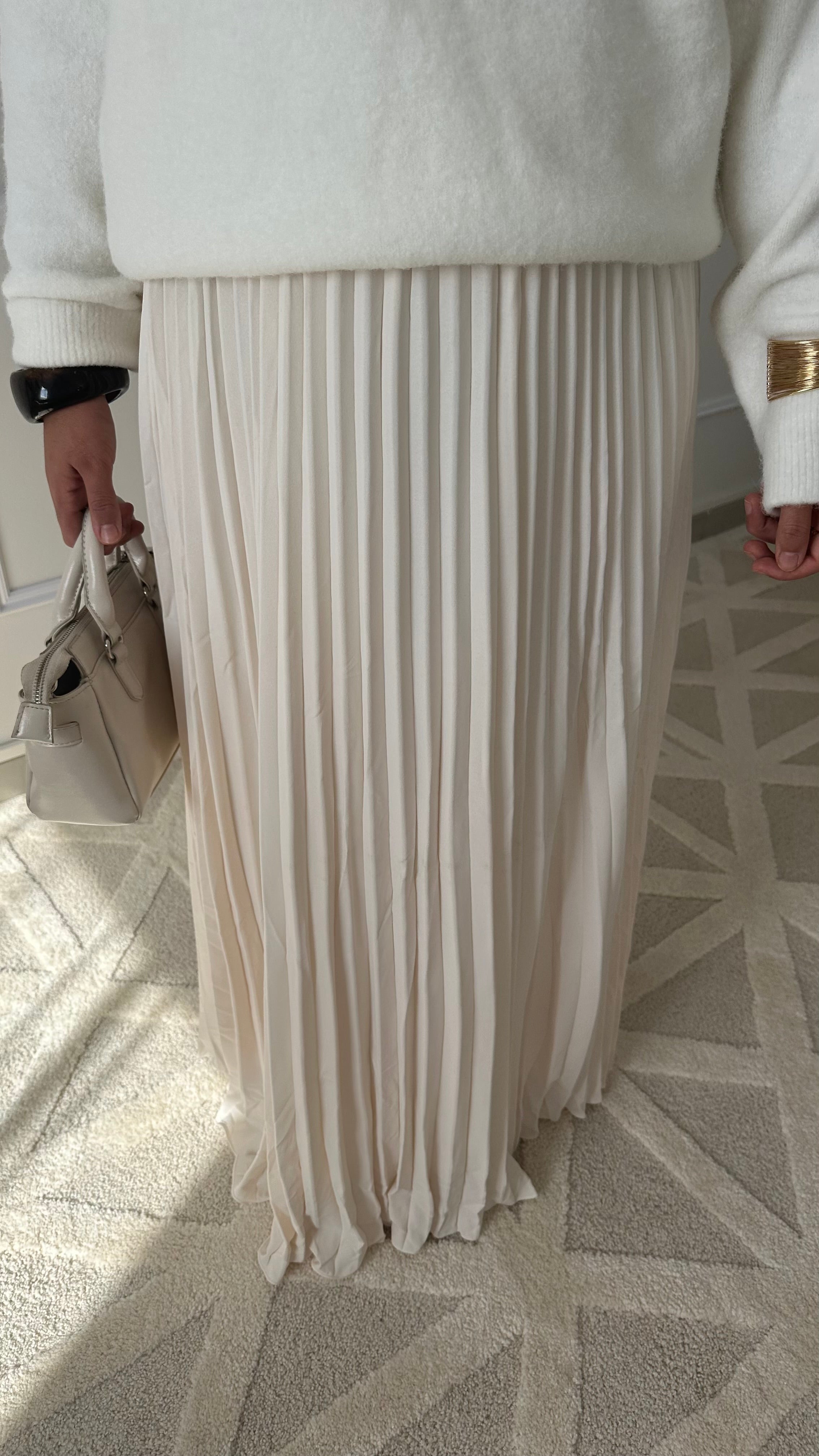 Jupe plissée crème