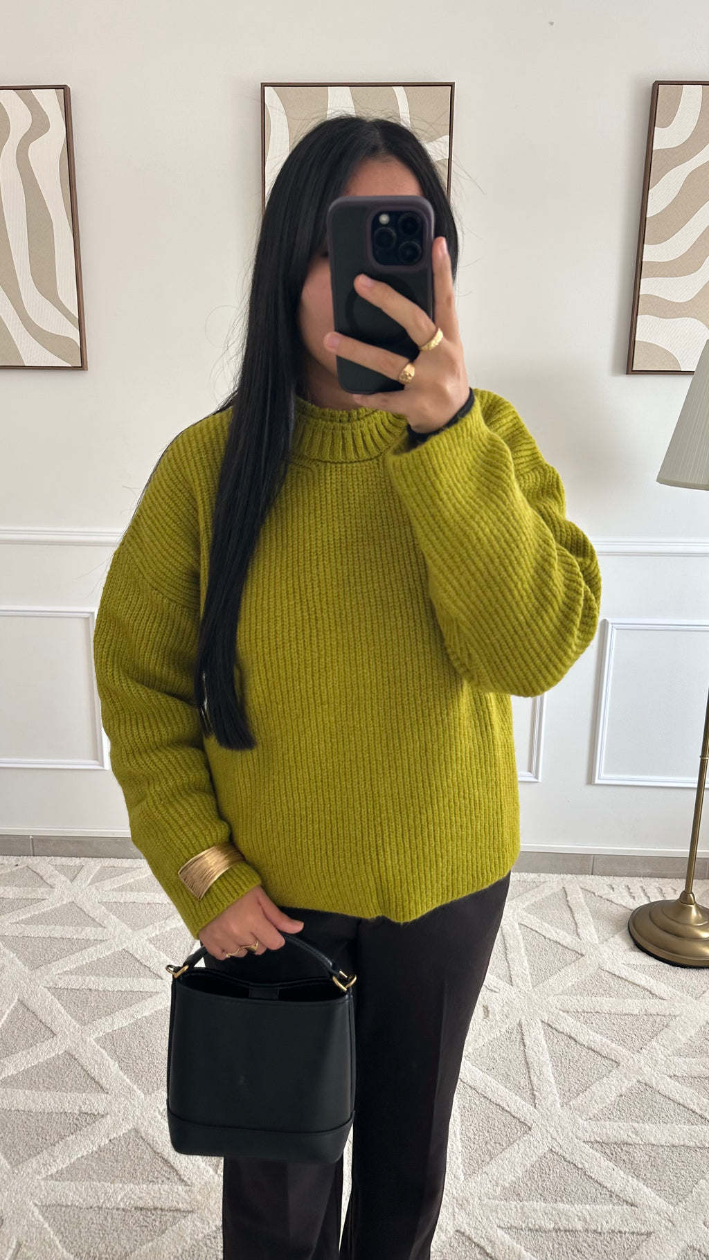 Pull col doublé olive