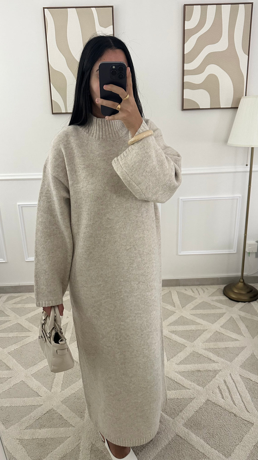 Robe pull col montant l Beige clair