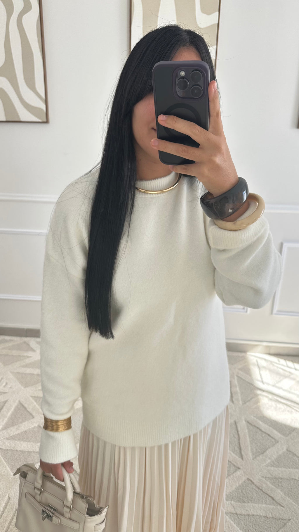 Pull blanc long et doux