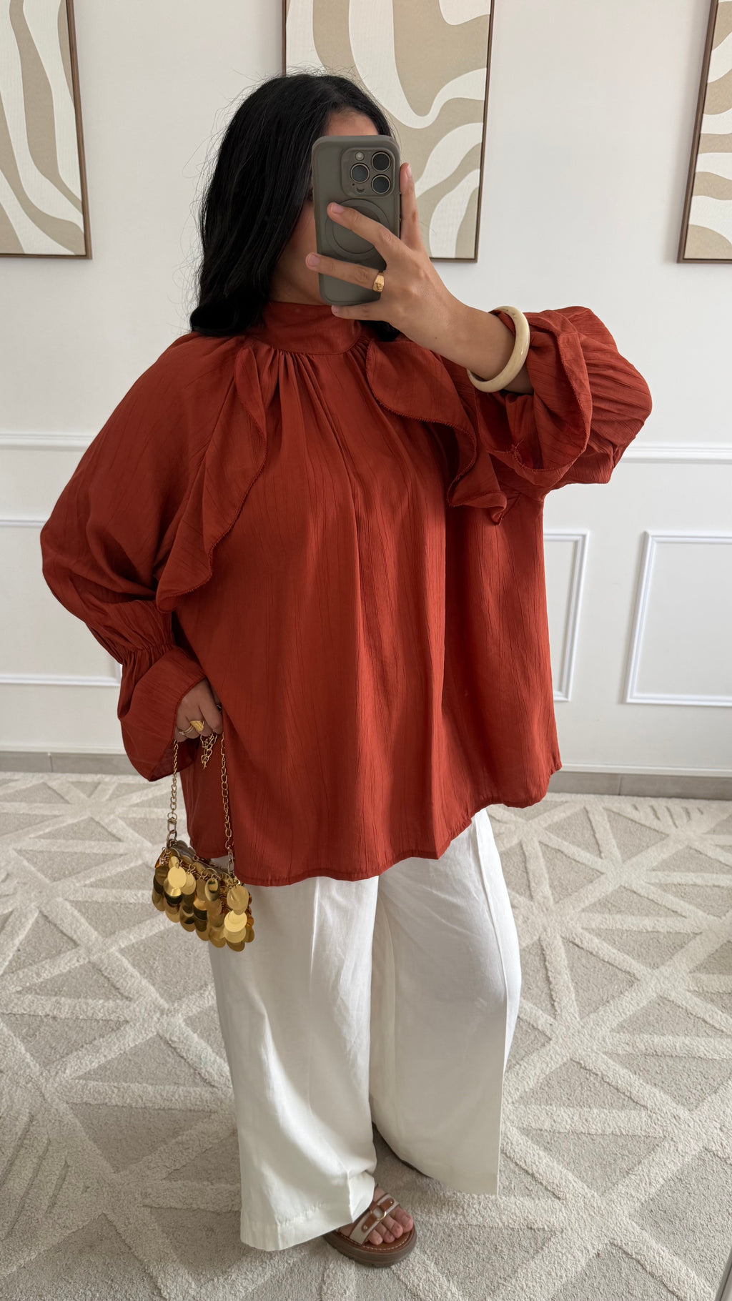 Blouse à volants | Terracotta