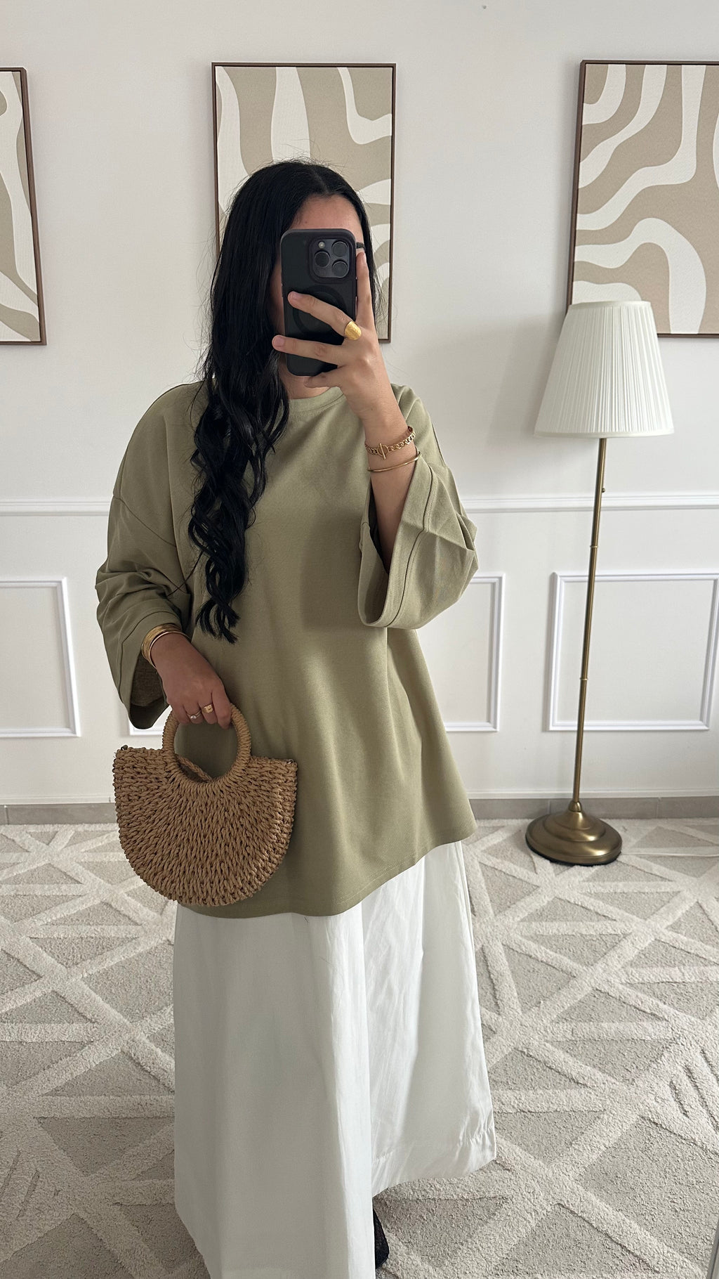 T-shirt vert olive en coton