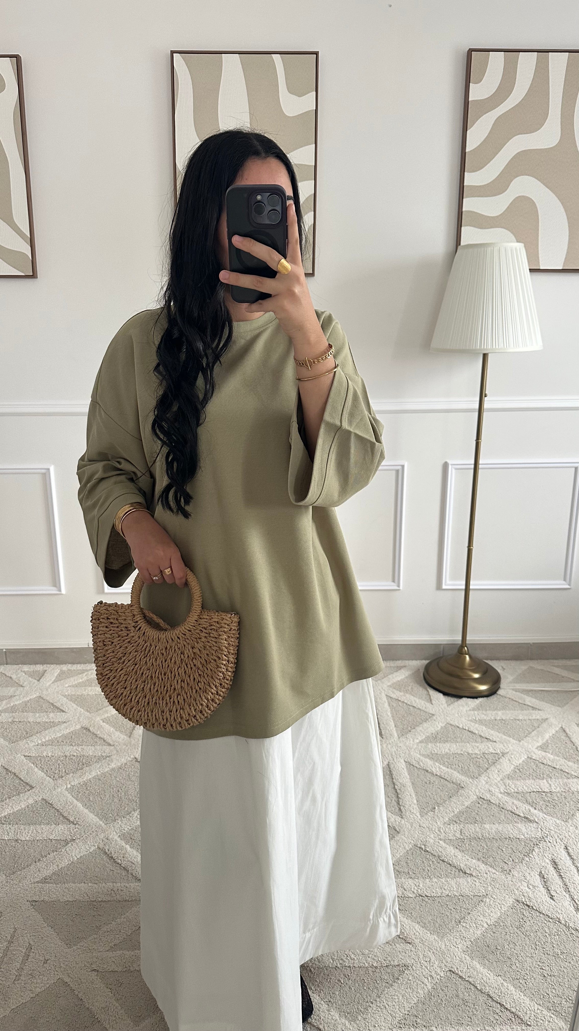 T-shirt vert olive en coton