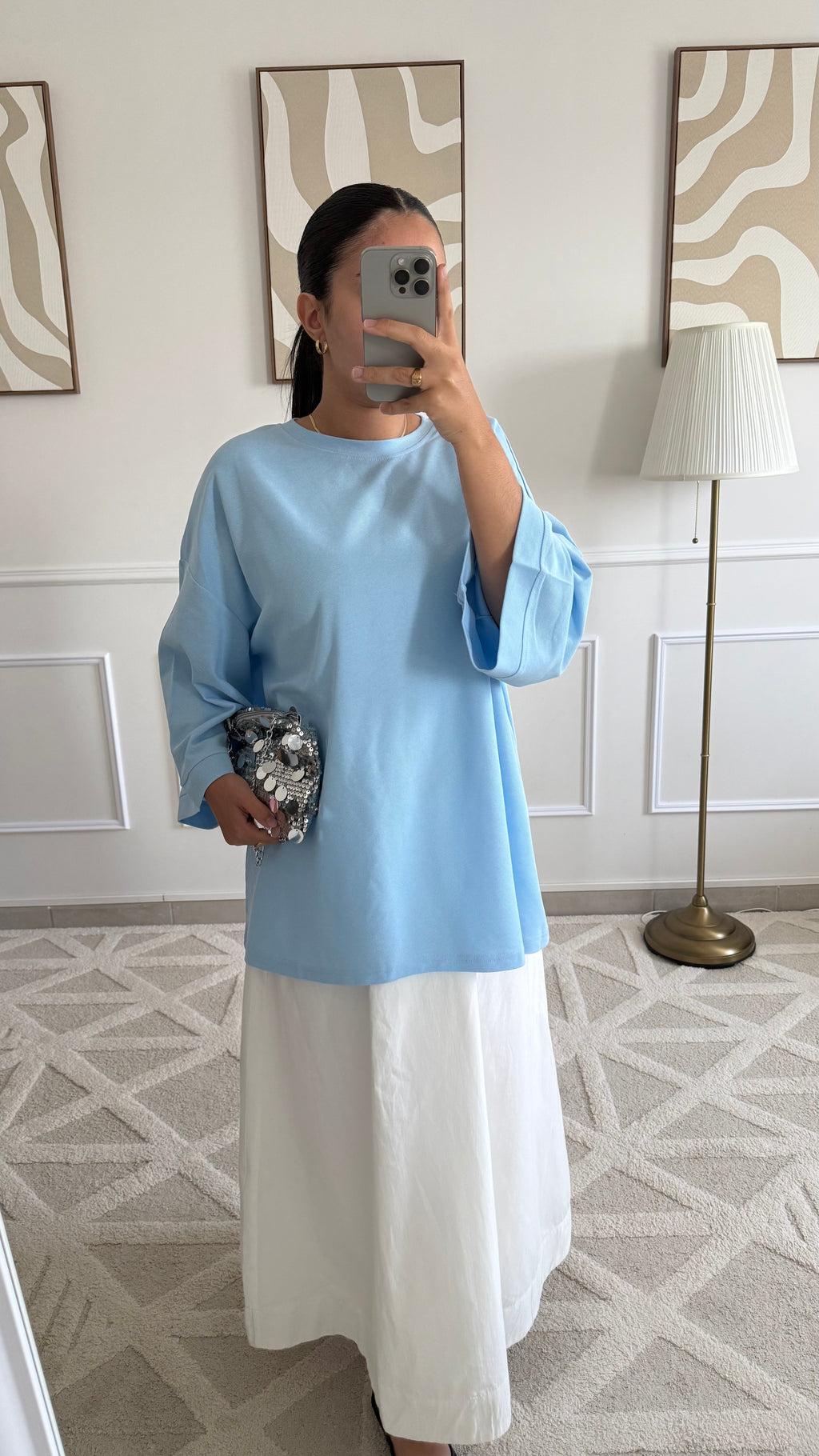 T-shirt en coton bleu ciel