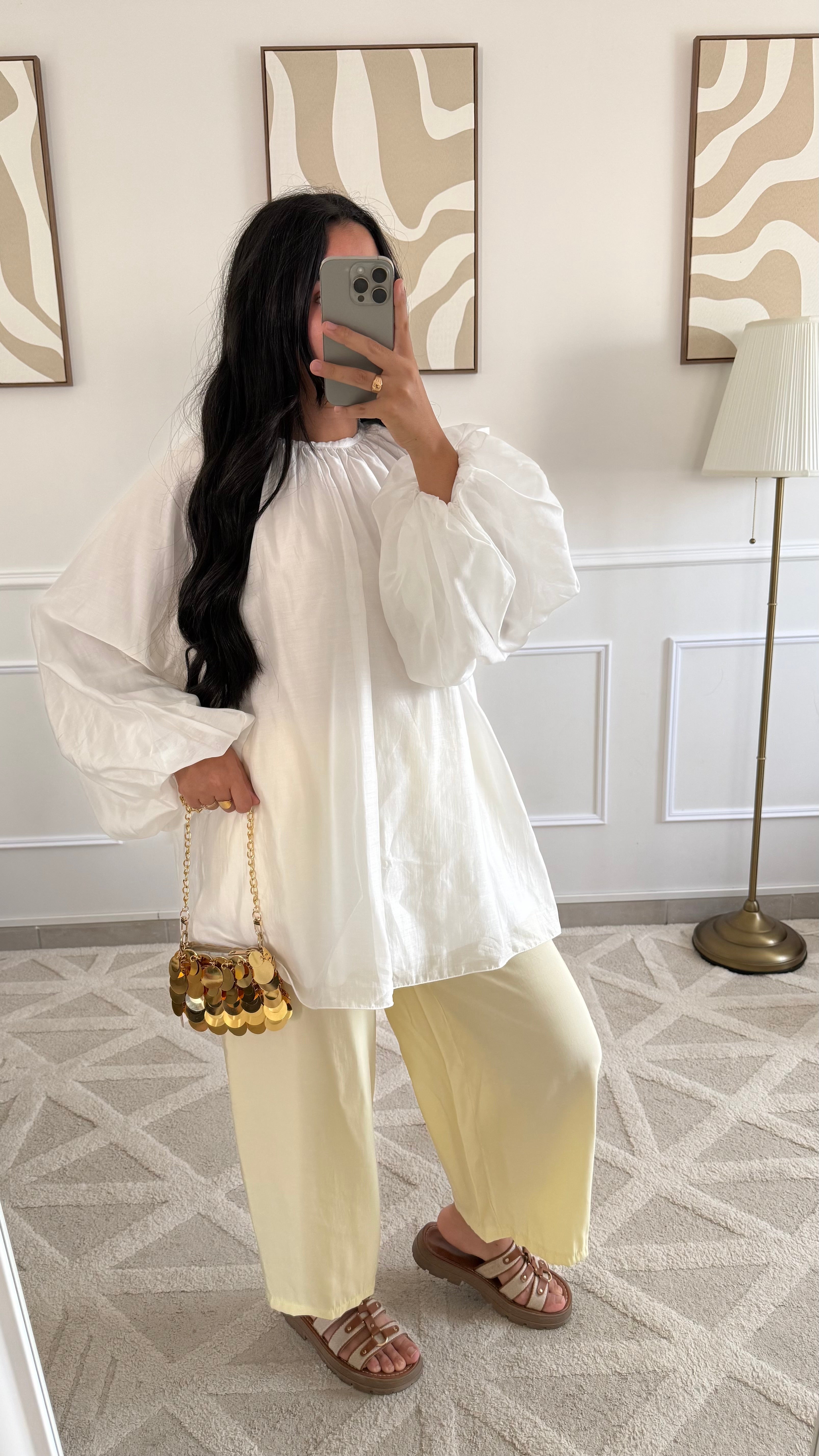 Blouse à manches bouffantes | Blanche