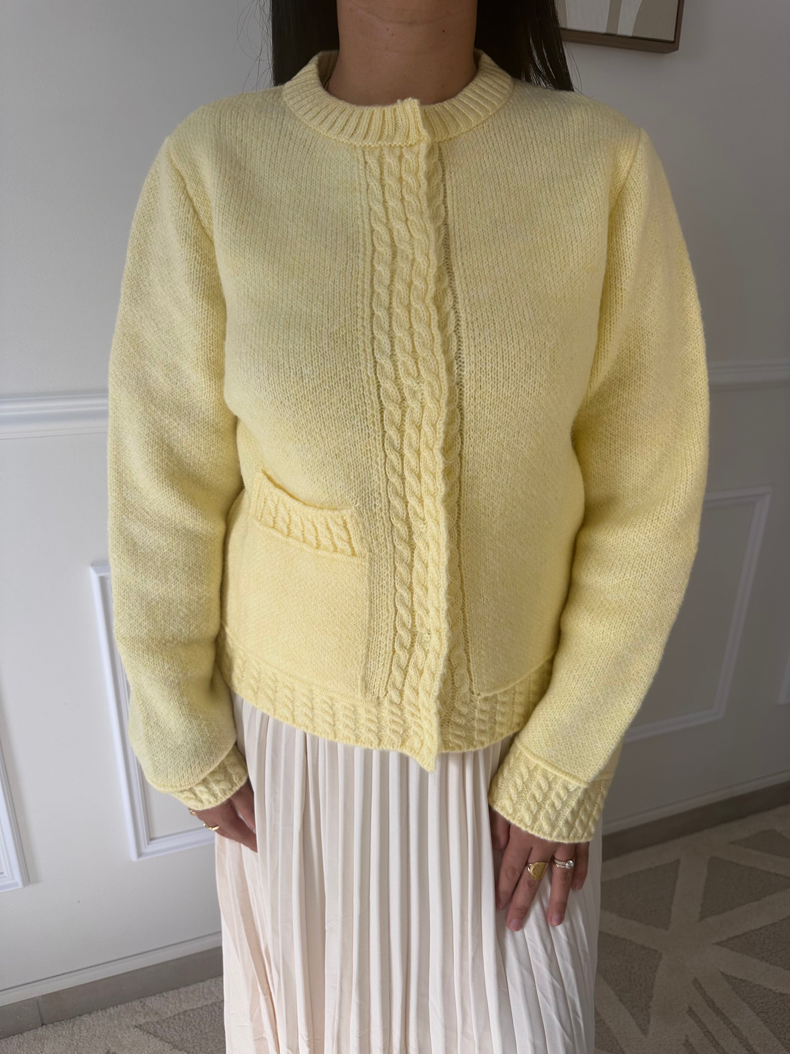 Cardigan jaune à poche