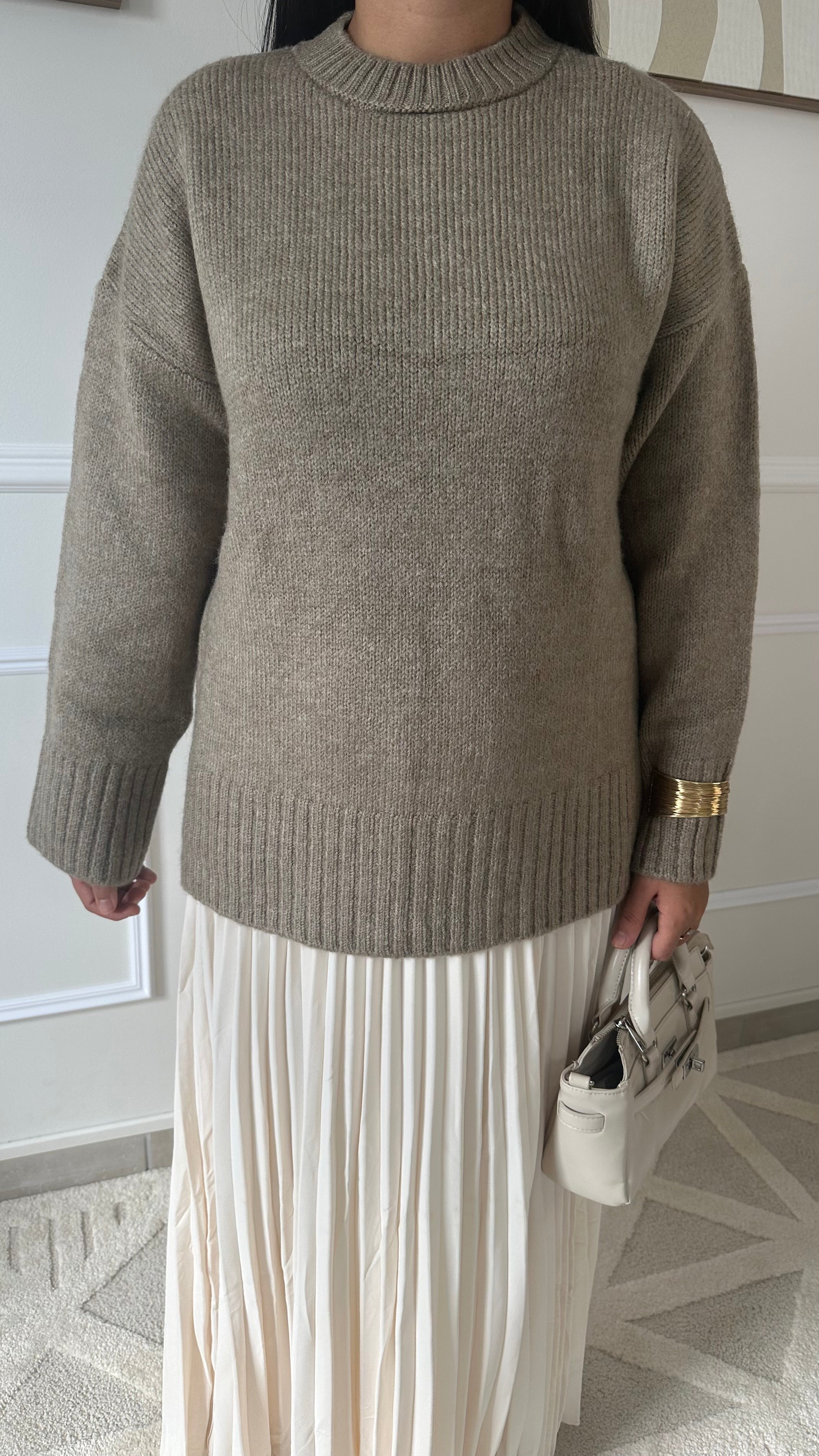 Pull beige chaud et doux