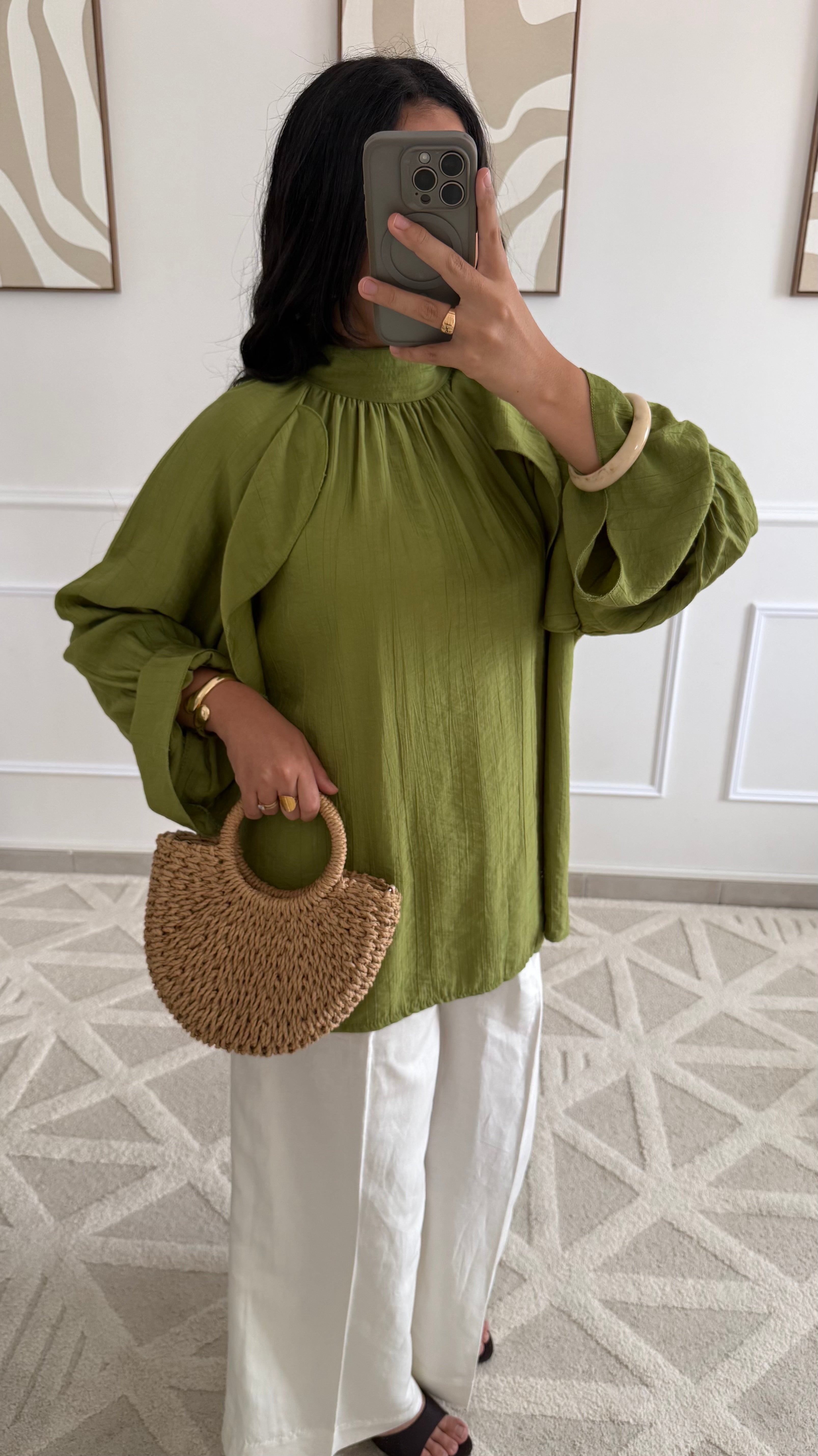 Blouse à volants | Olive