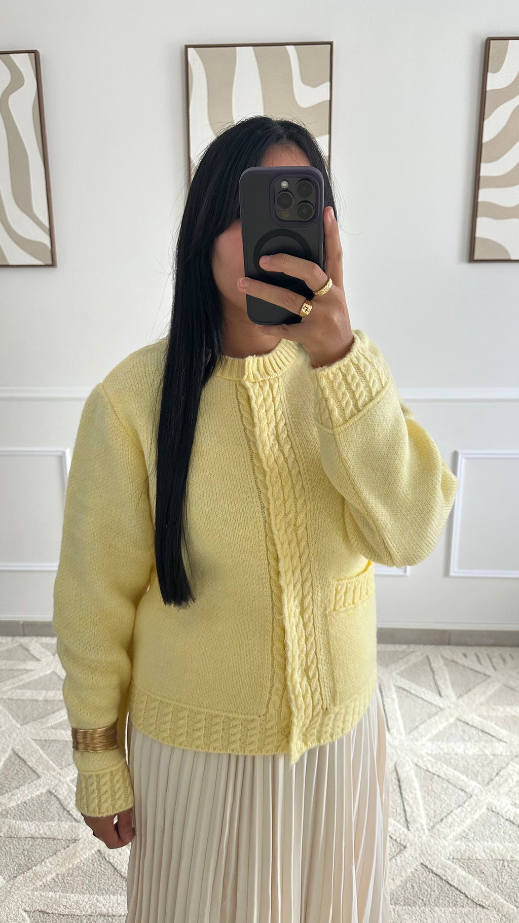 Cardigan jaune à poche