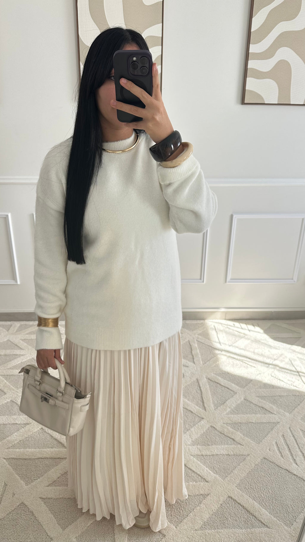 Pull blanc long et doux